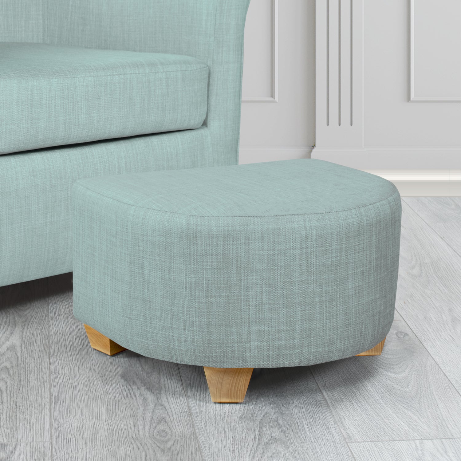 Cannes Footstool in Tubz Charles Plain Linen Fabric