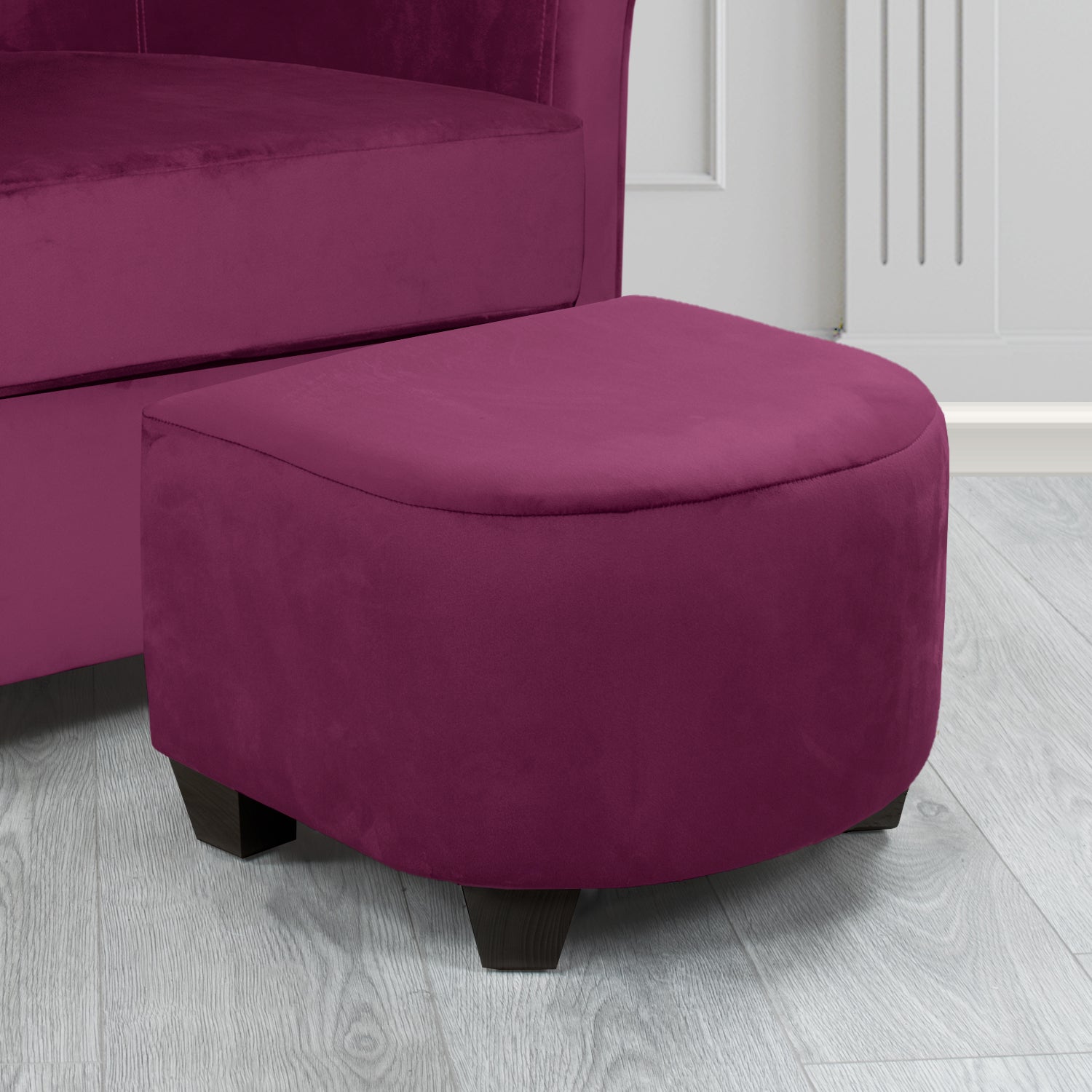 Cannes Footstool in Tubz Monaco Plain Velvet Fabric