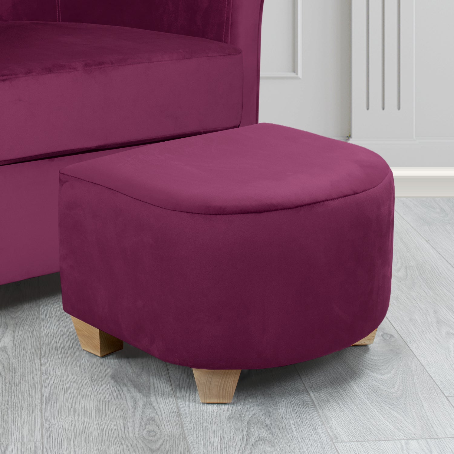 Cannes Footstool in Tubz Monaco Plain Velvet Fabric