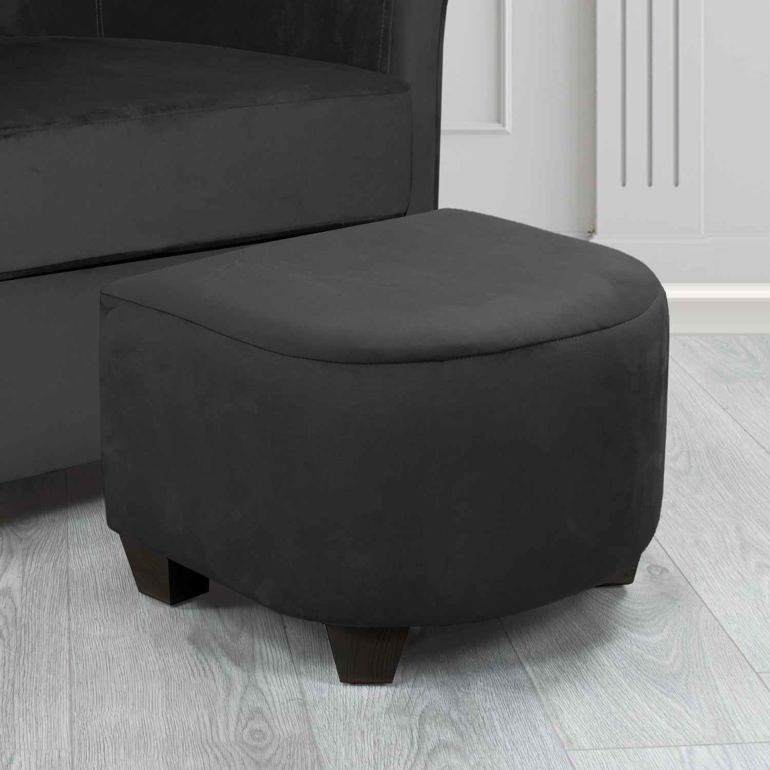 Cannes Footstool in Tubz Monaco Plain Velvet Fabric