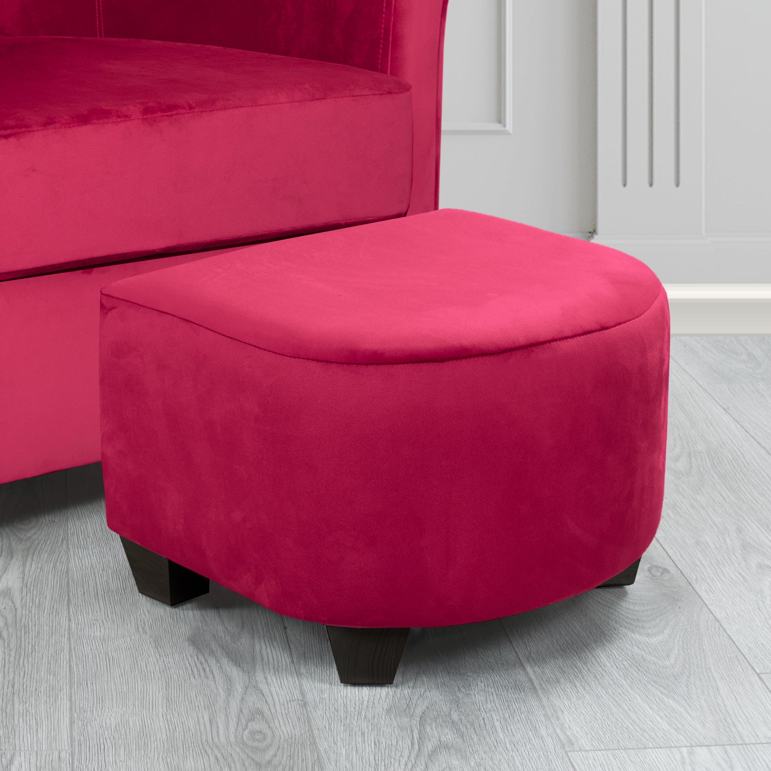 Cannes Footstool in Tubz Monaco Plain Velvet Fabric