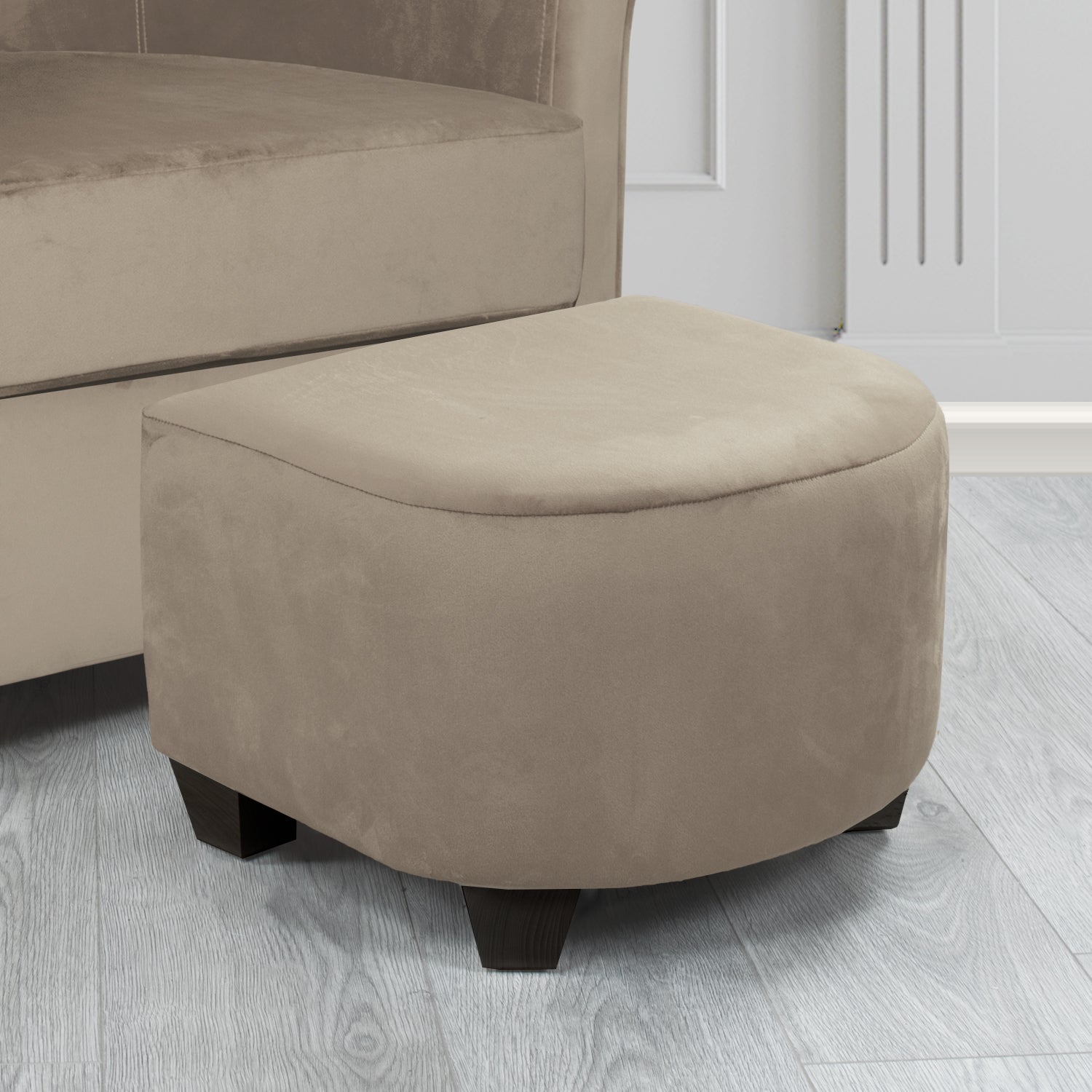 Cannes Footstool in Tubz Monaco Plain Velvet Fabric