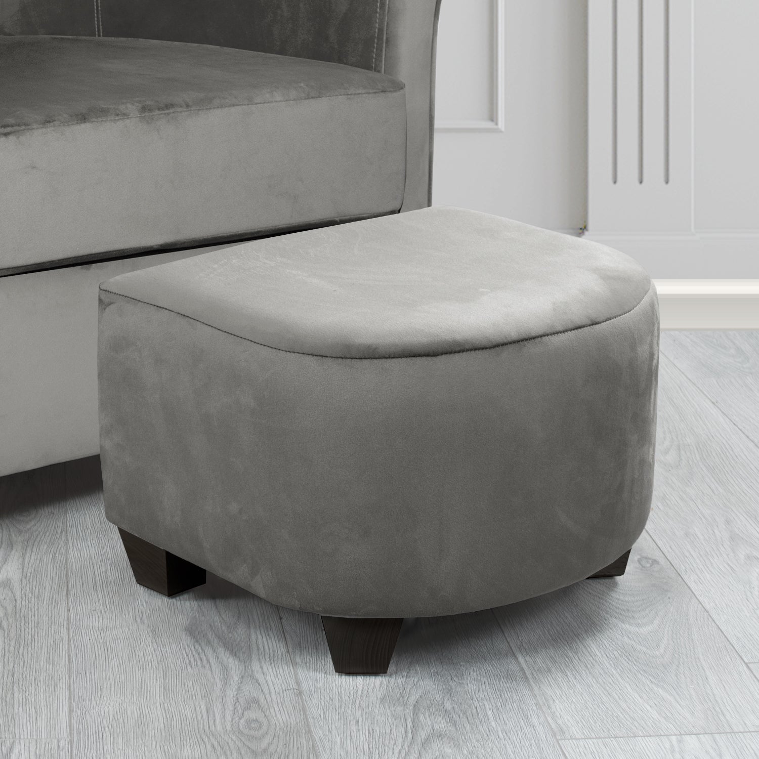 Cannes Footstool in Tubz Monaco Plain Velvet Fabric