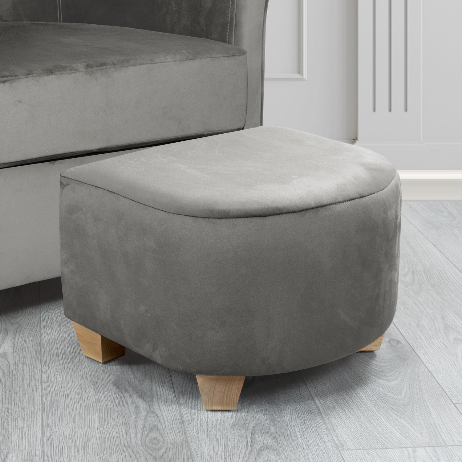 Cannes Footstool in Tubz Monaco Plain Velvet Fabric
