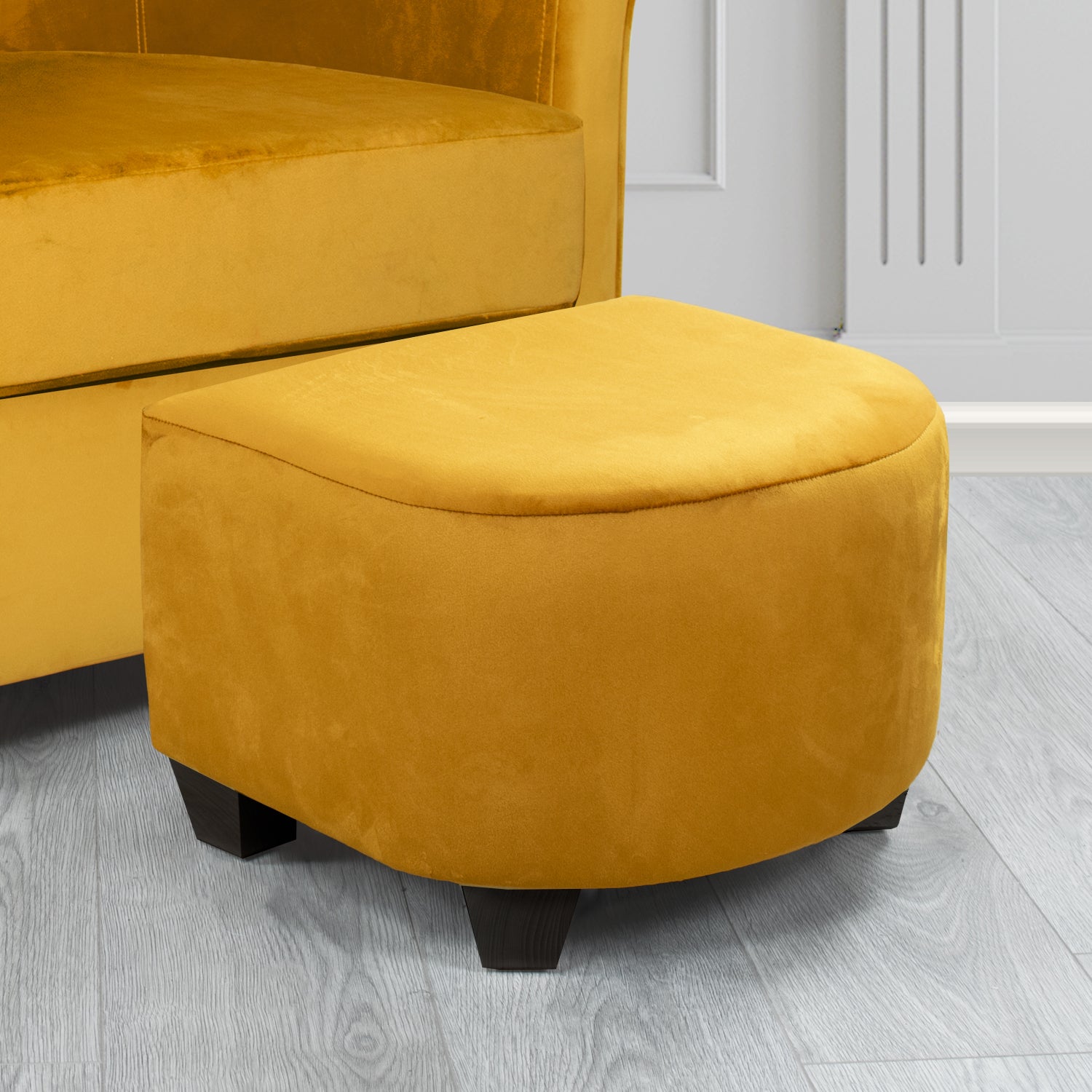 Cannes Footstool in Monaco Plain Velvet Fabric