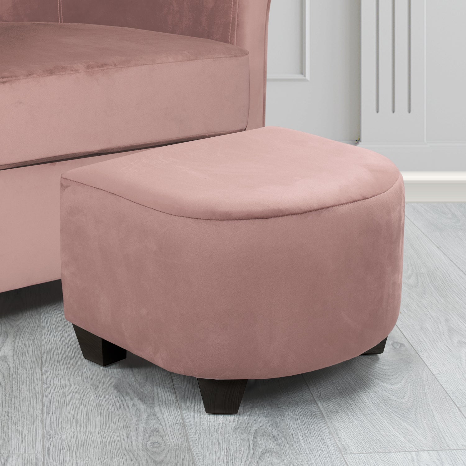 Cannes Footstool in Monaco Plain Velvet Fabric