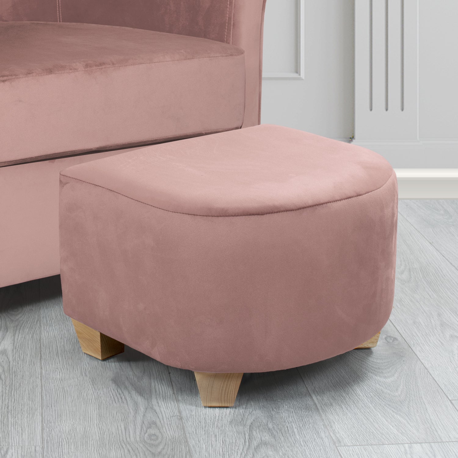Cannes Footstool in Monaco Plain Velvet Fabric