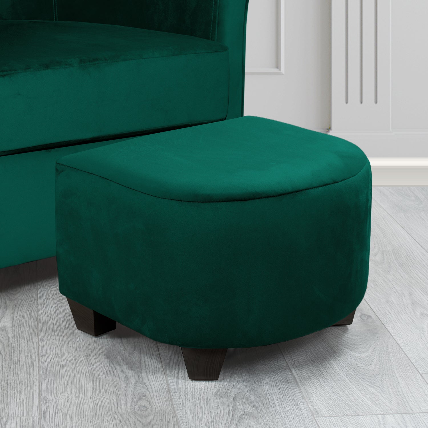 Cannes Footstool in Monaco Plain Velvet Fabric