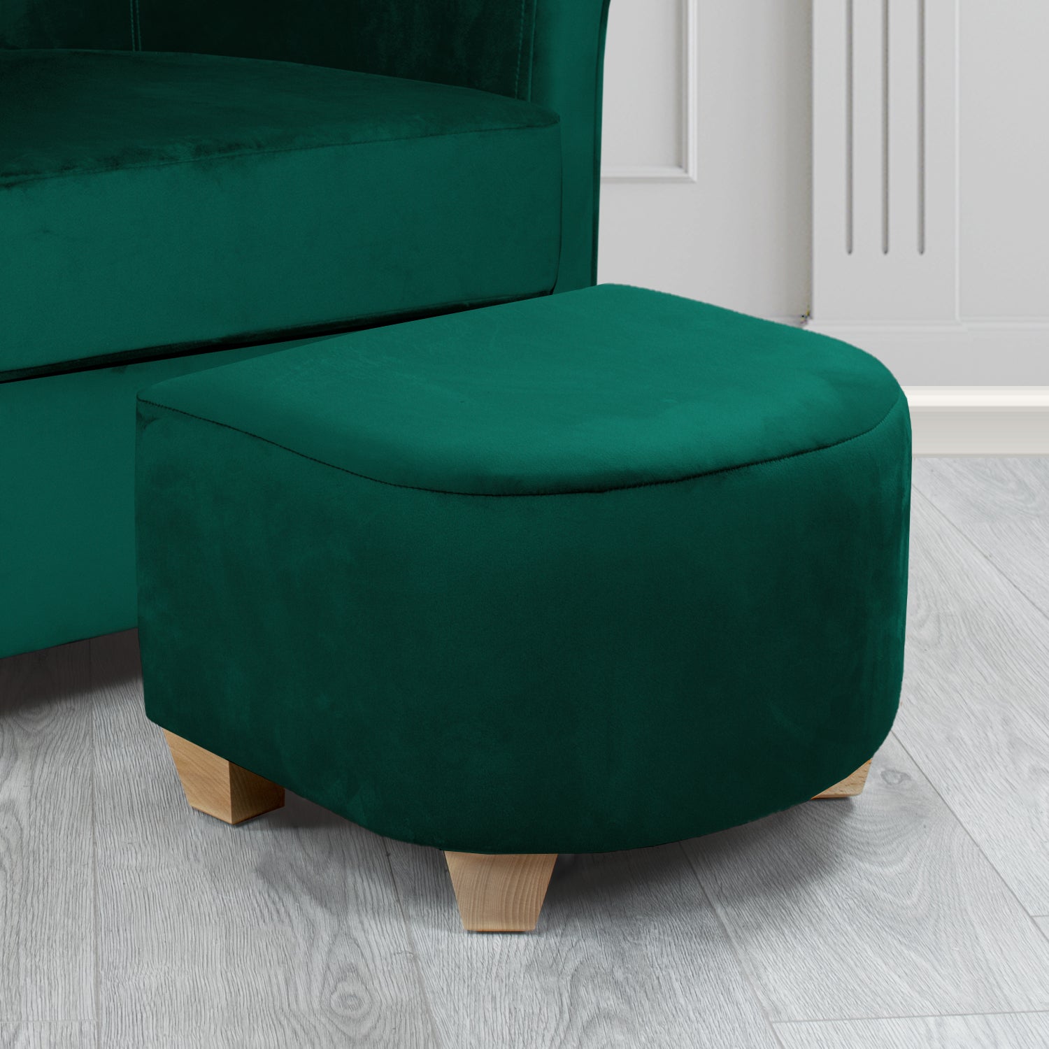 Cannes Footstool in Monaco Plain Velvet Fabric