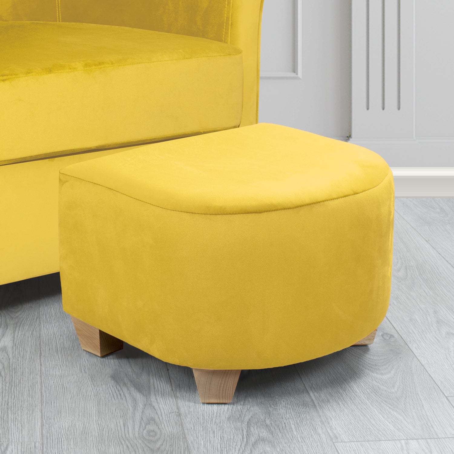 Cannes Footstool in Monaco Plain Velvet Fabric