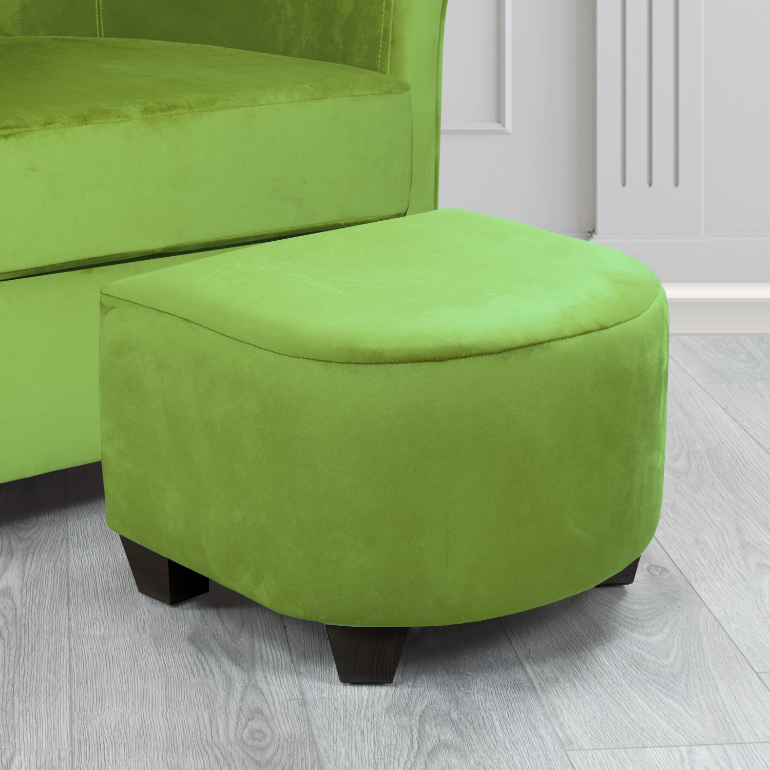 Cannes Footstool in Monaco Plain Velvet Fabric