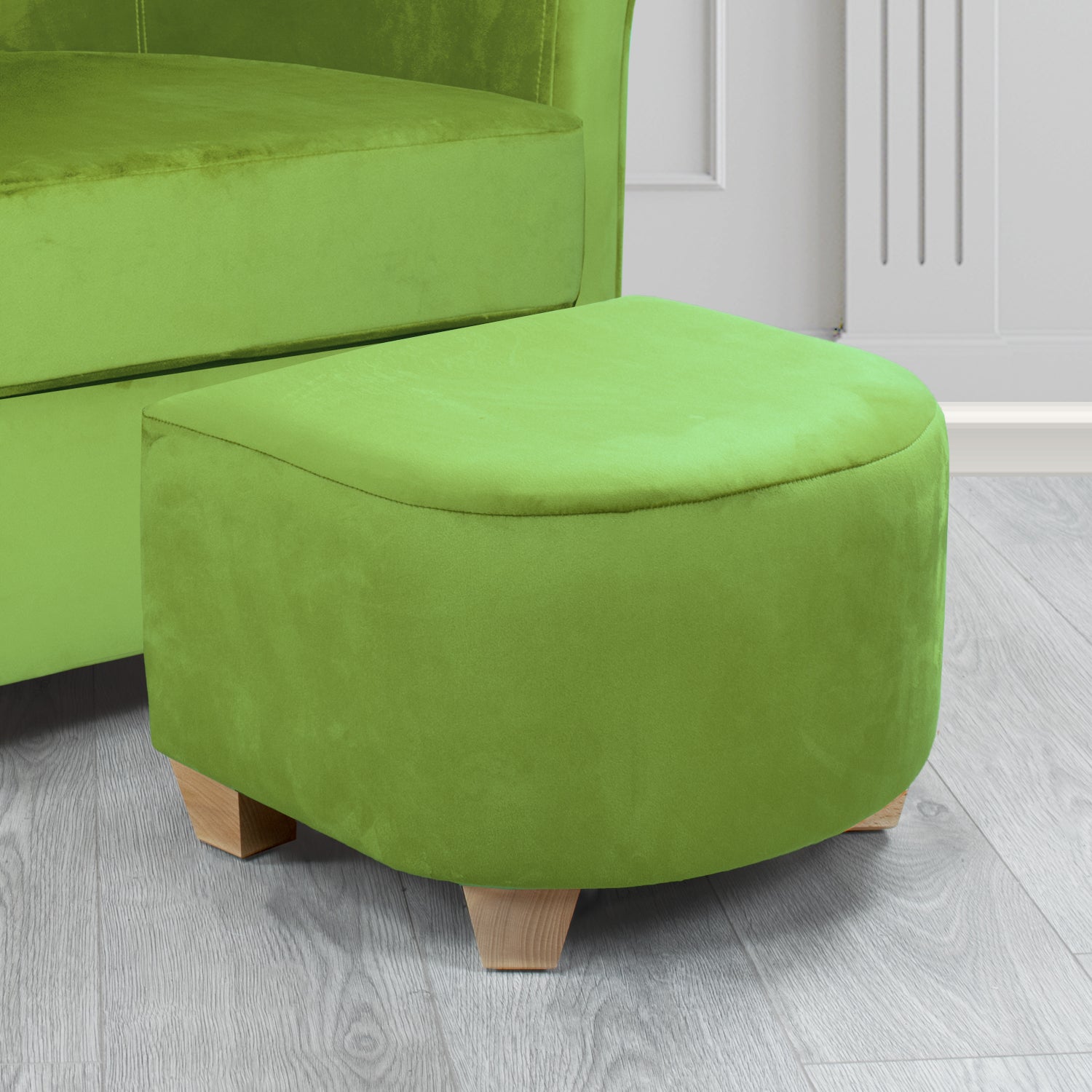 Cannes Footstool in Monaco Plain Velvet Fabric