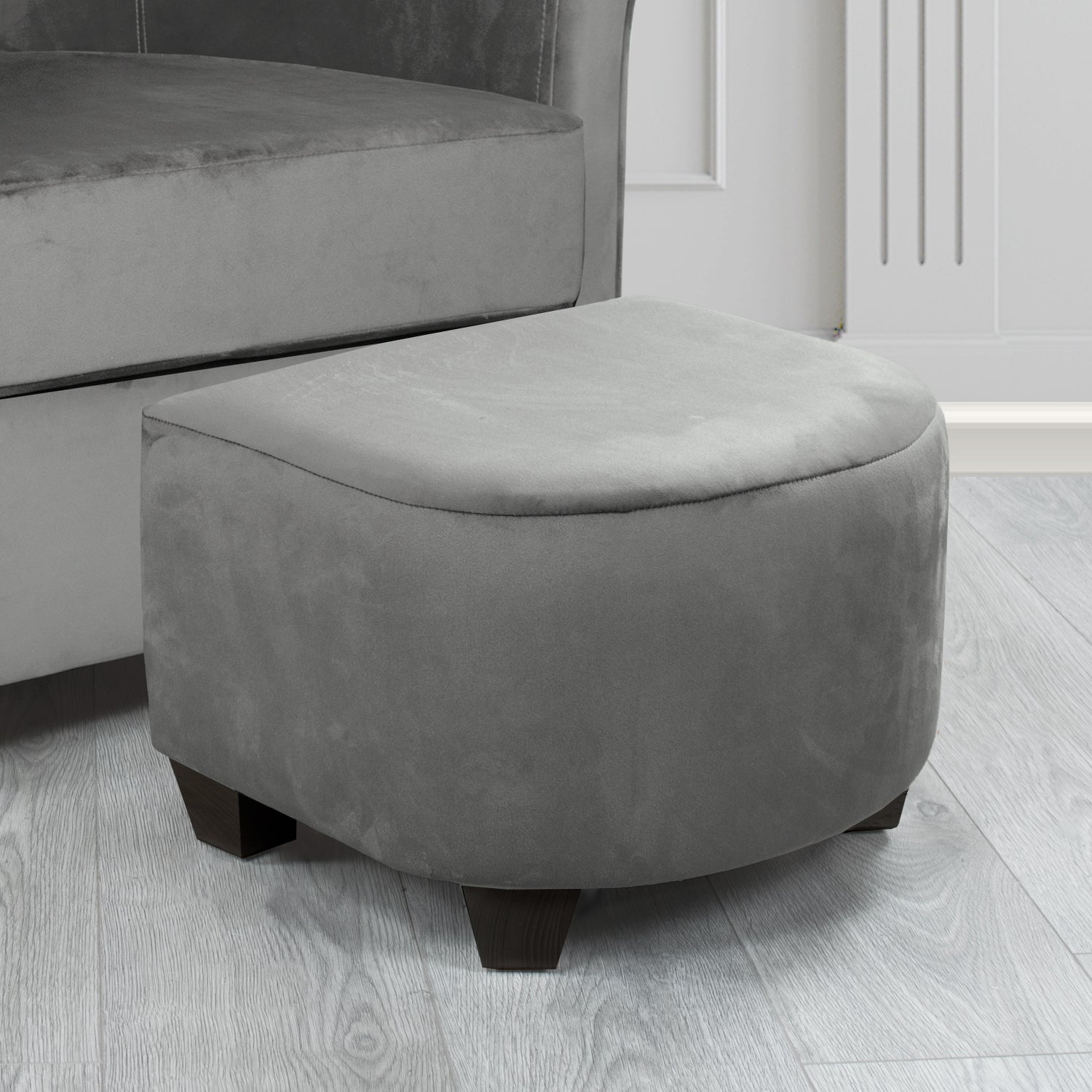 Cannes Footstool in Monaco Plain Velvet Fabric
