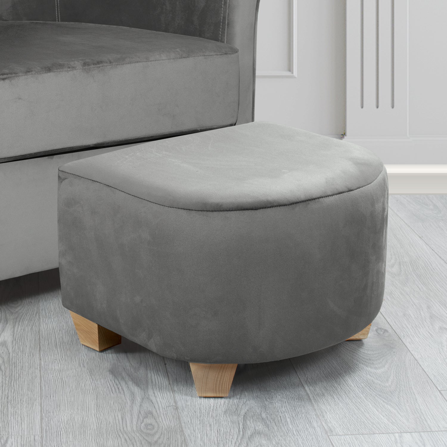 Cannes Footstool in Monaco Plain Velvet Fabric