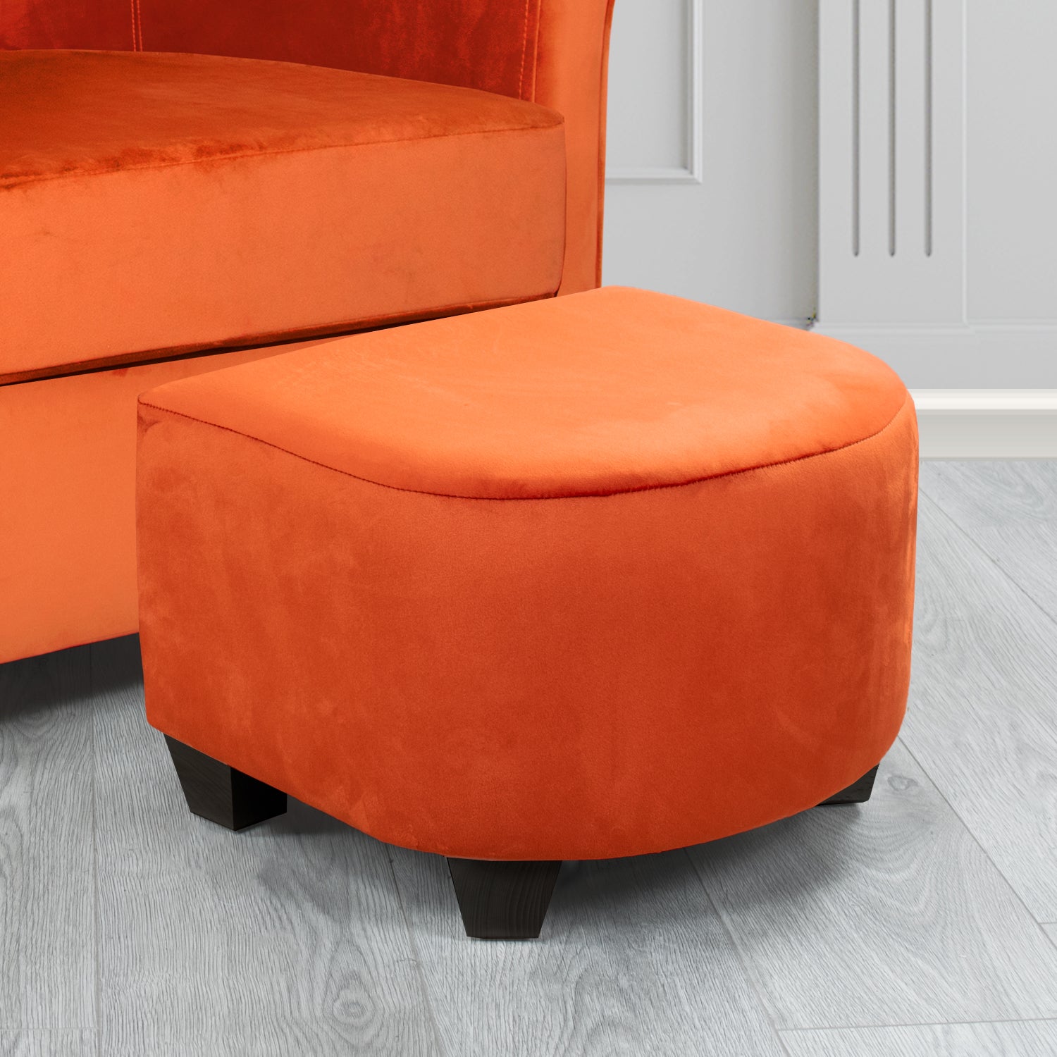 Cannes Footstool in Monaco Plain Velvet Fabric