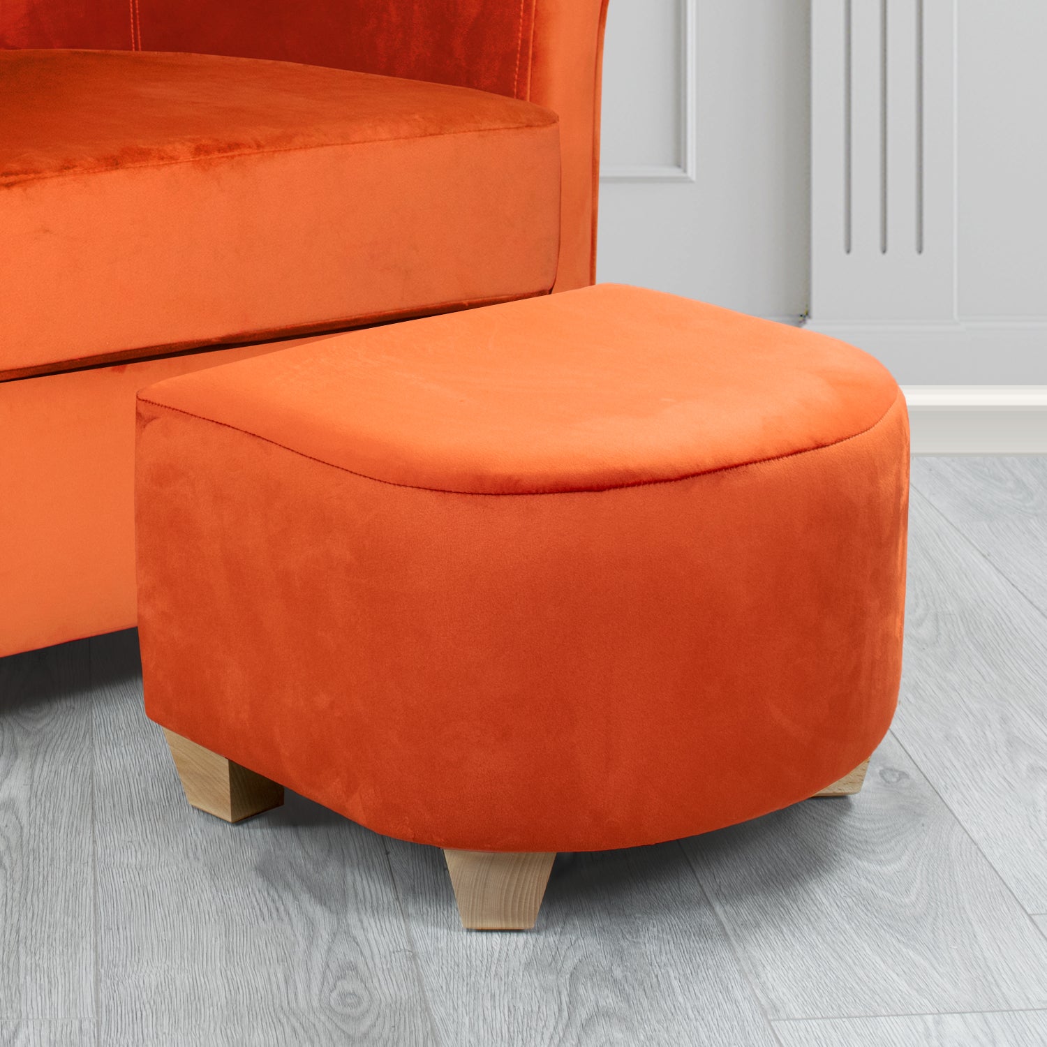 Cannes Footstool in Monaco Plain Velvet Fabric