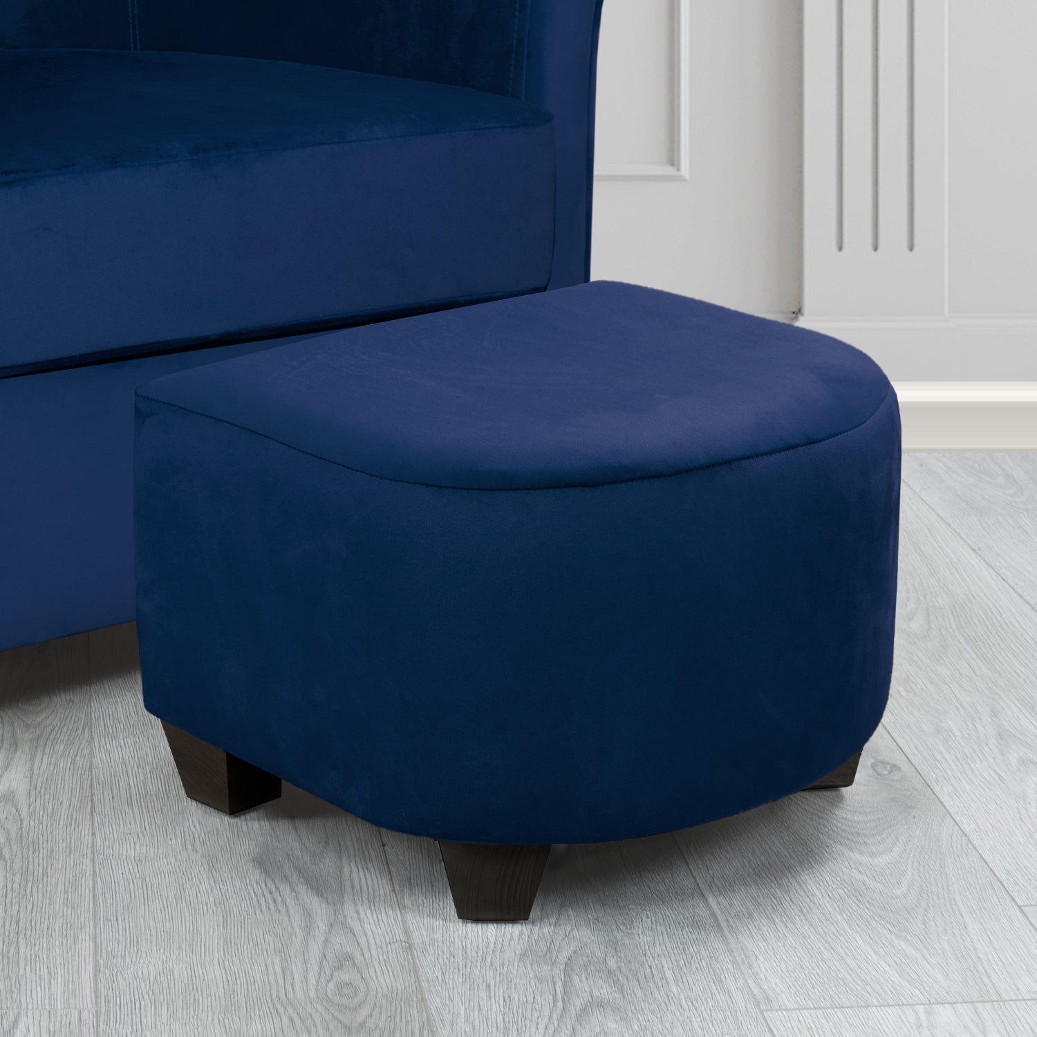 Cannes Footstool in Monaco Plain Velvet Fabric