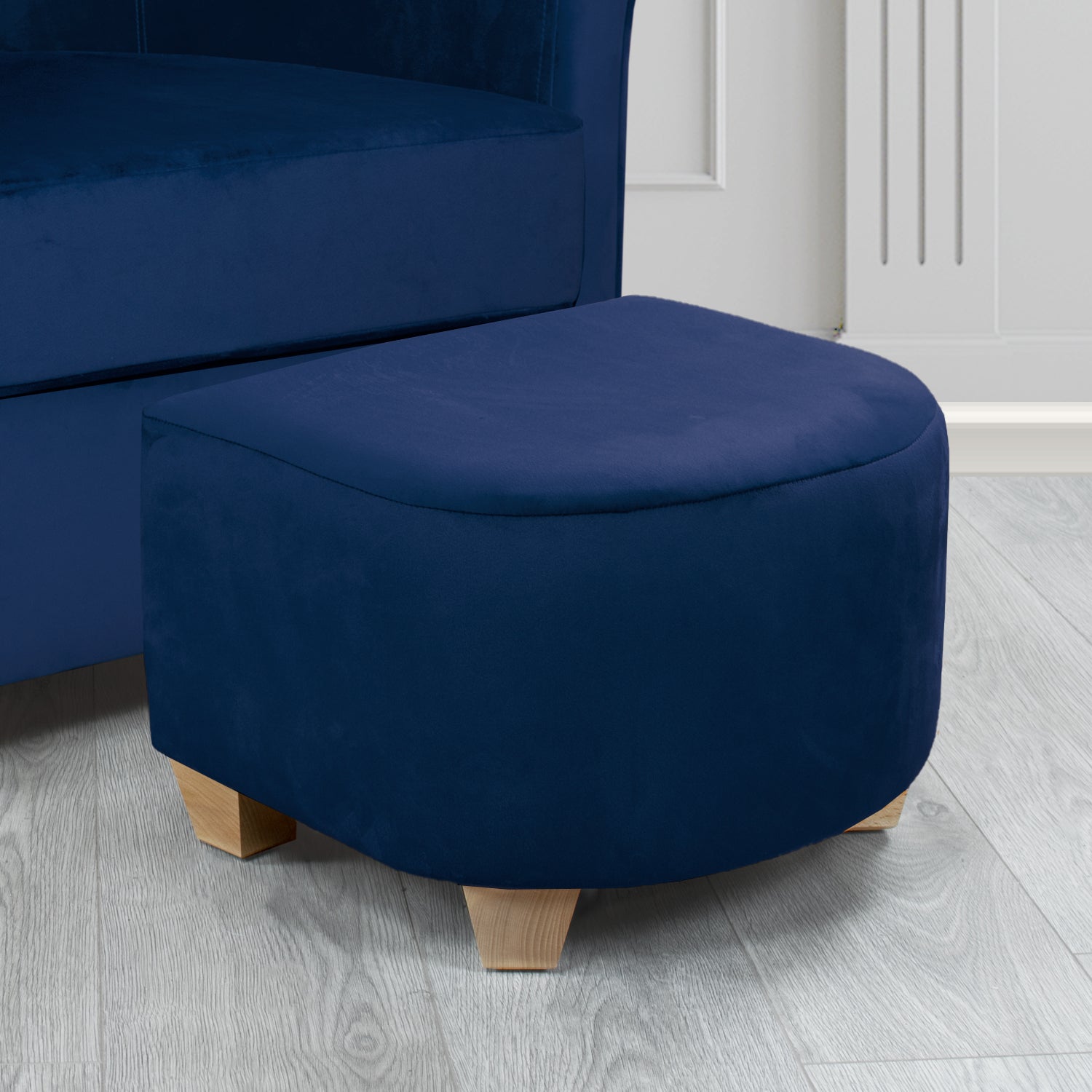 Cannes Footstool in Monaco Plain Velvet Fabric