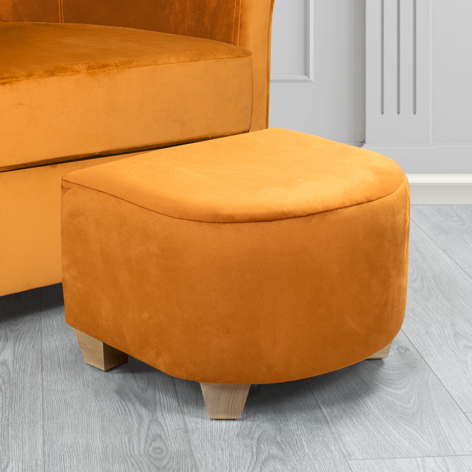 Cannes Footstool in Monaco Plain Velvet Fabric