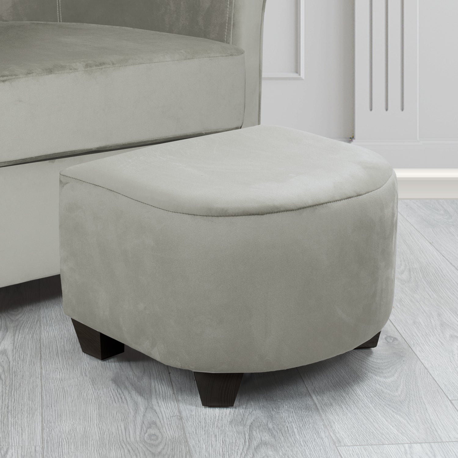 Cannes Footstool in Monaco Plain Velvet Fabric