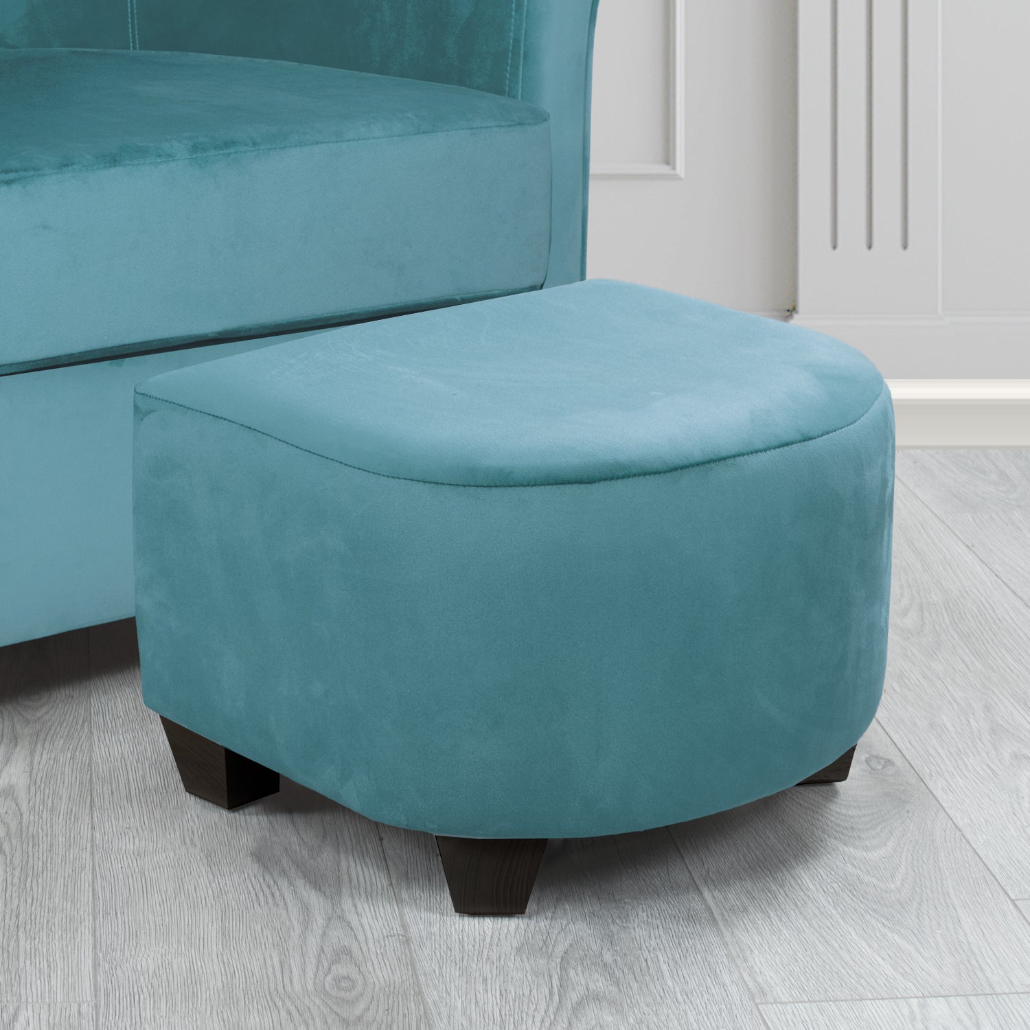 Cannes Footstool in Monaco Plain Velvet Fabric