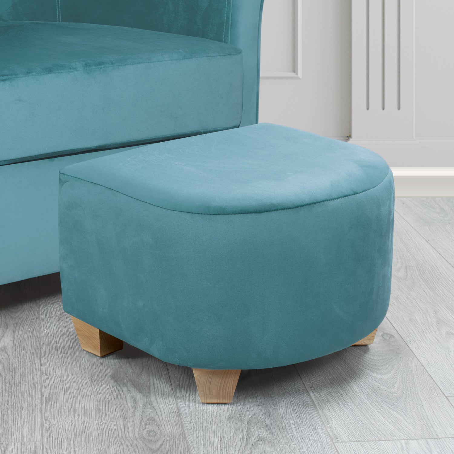 Cannes Footstool in Monaco Plain Velvet Fabric