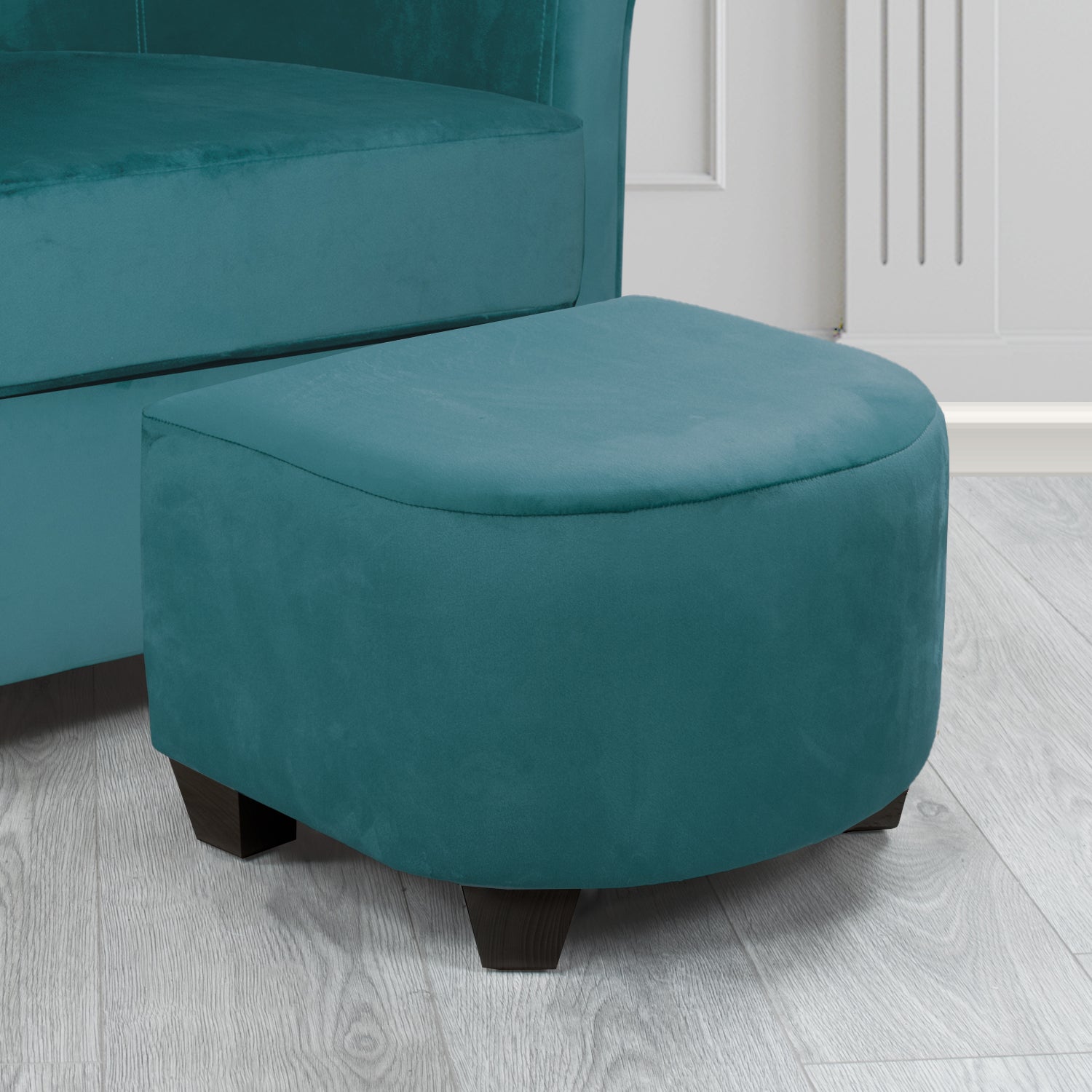 Cannes Footstool in Monaco Plain Velvet Fabric