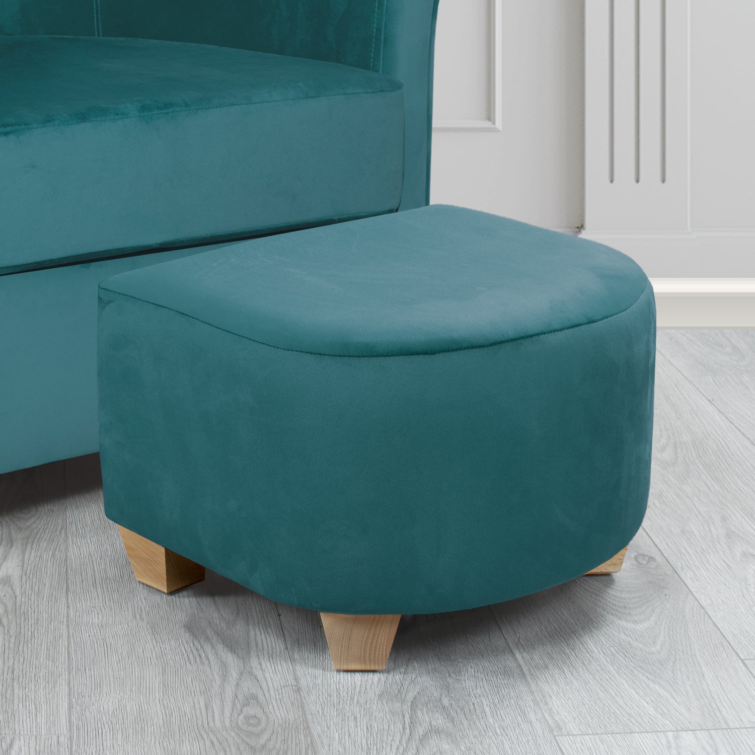 Cannes Footstool in Monaco Plain Velvet Fabric