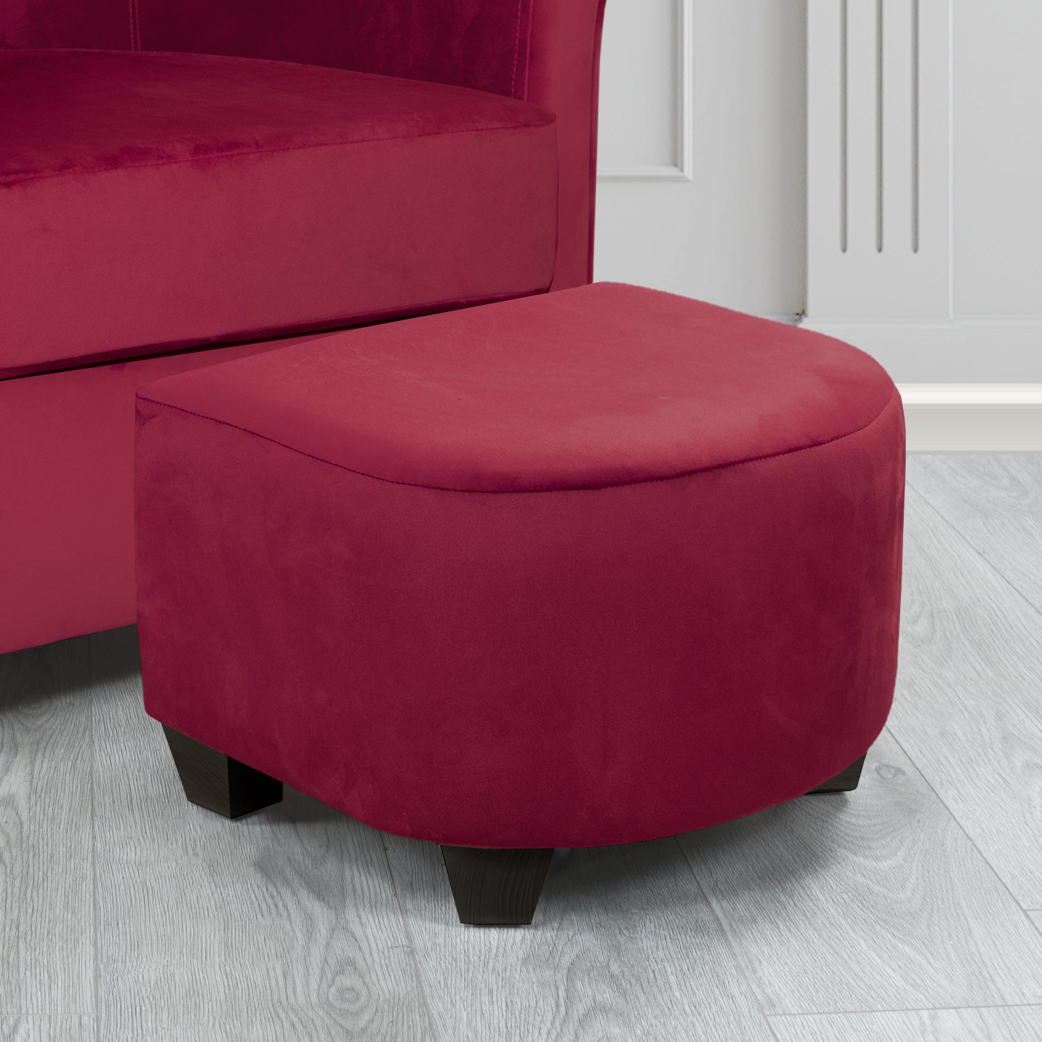 Cannes Footstool in Monaco Plain Velvet Fabric