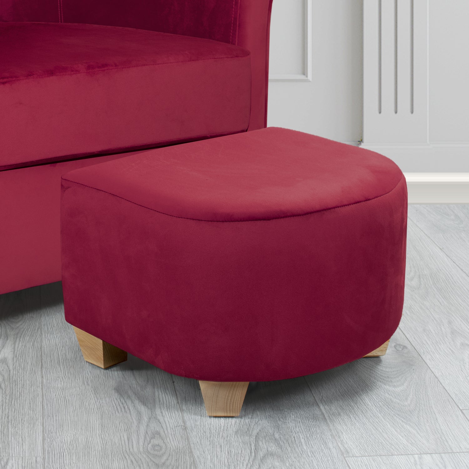 Cannes Footstool in Monaco Plain Velvet Fabric