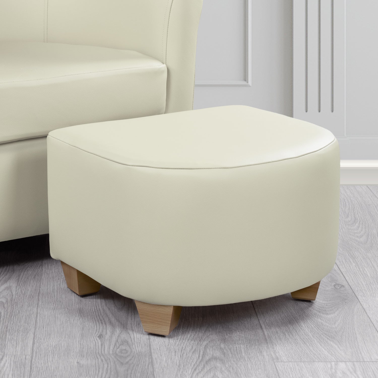 Cannes Footstool in Crest Leather Shelly Crib 5 Genuine Leather