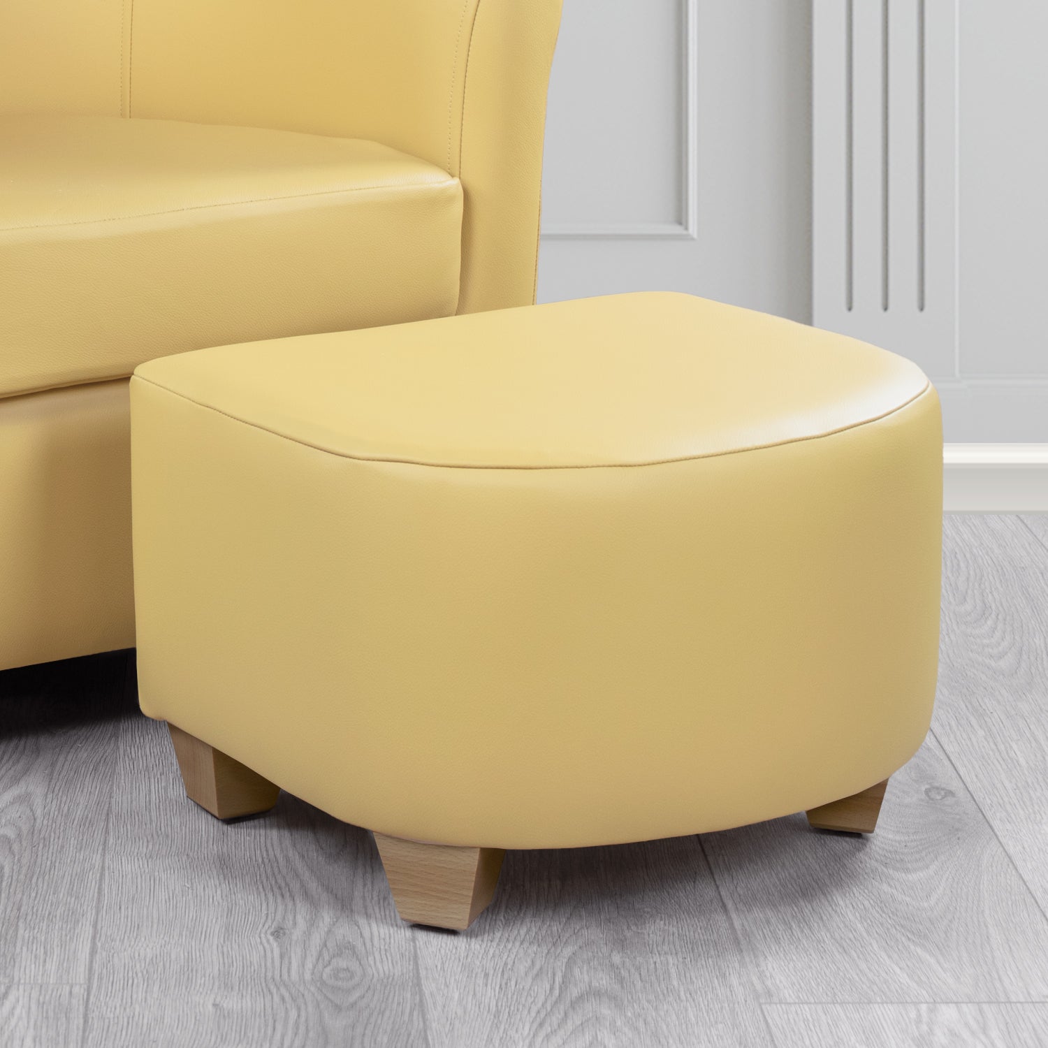 Cannes Footstool in Crest Leather Shelly Crib 5 Genuine Leather