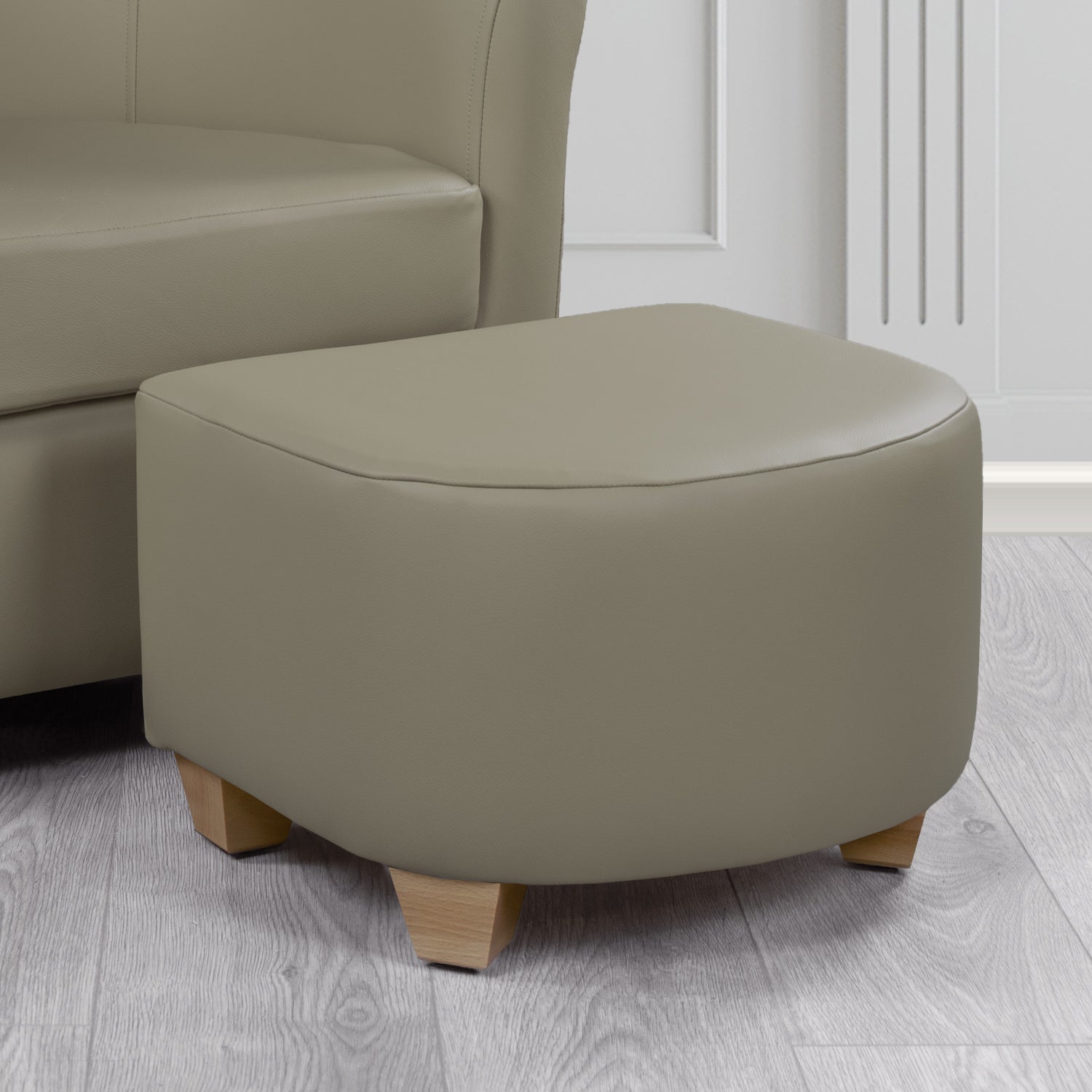 Cannes Footstool in Crest Leather Shelly Crib 5 Genuine Leather