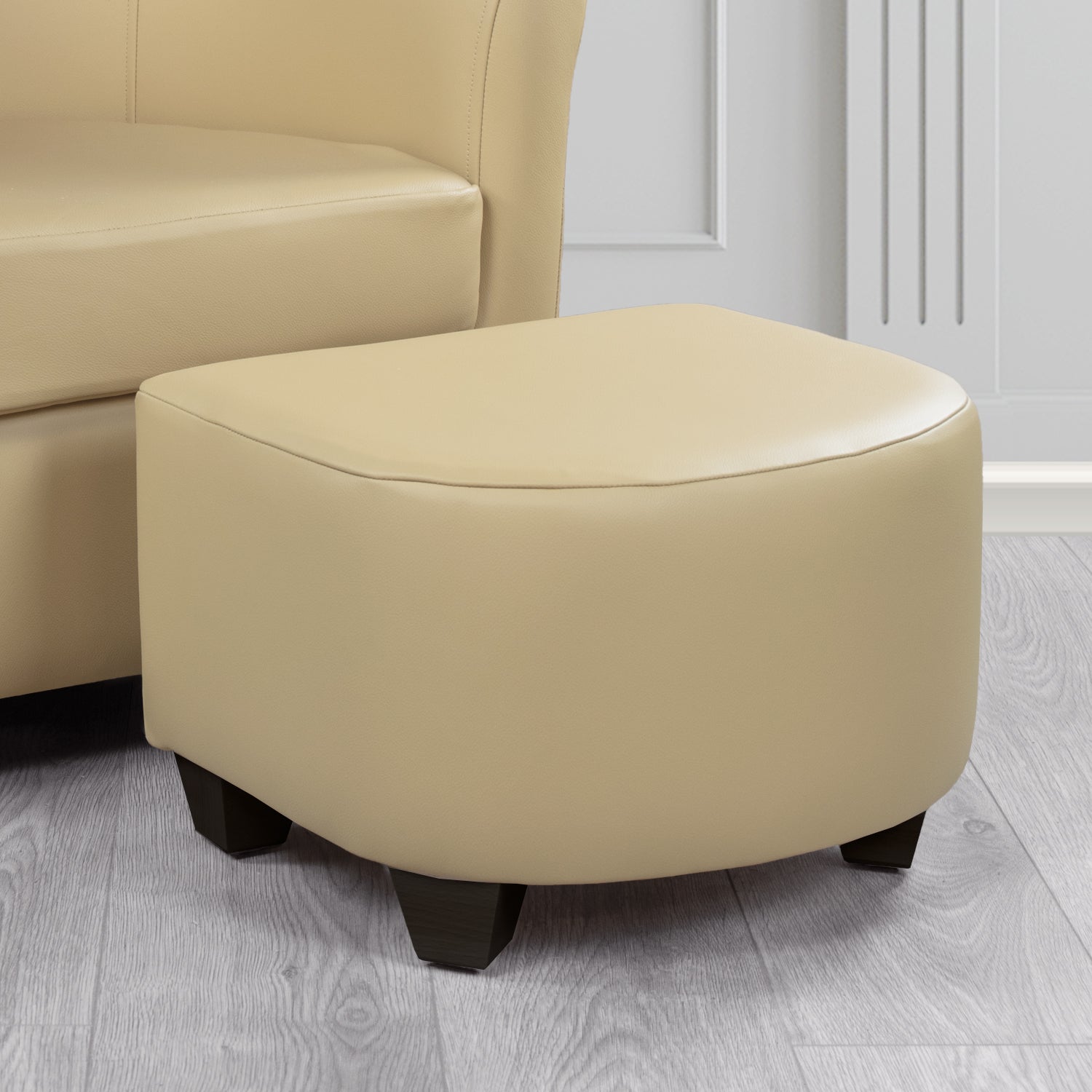 Cannes Footstool in Crest Leather Shelly Crib 5 Genuine Leather