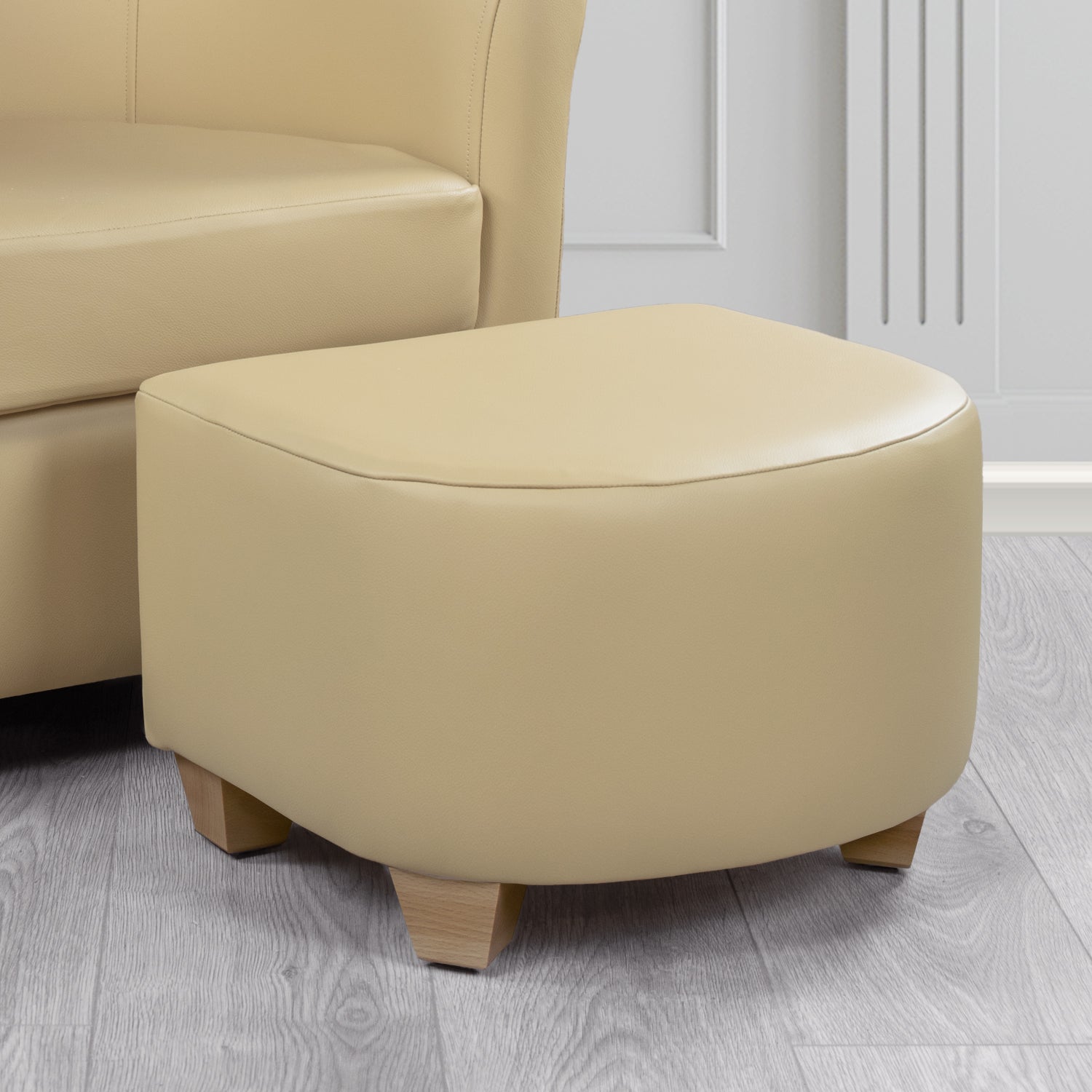 Cannes Footstool in Crest Leather Shelly Crib 5 Genuine Leather