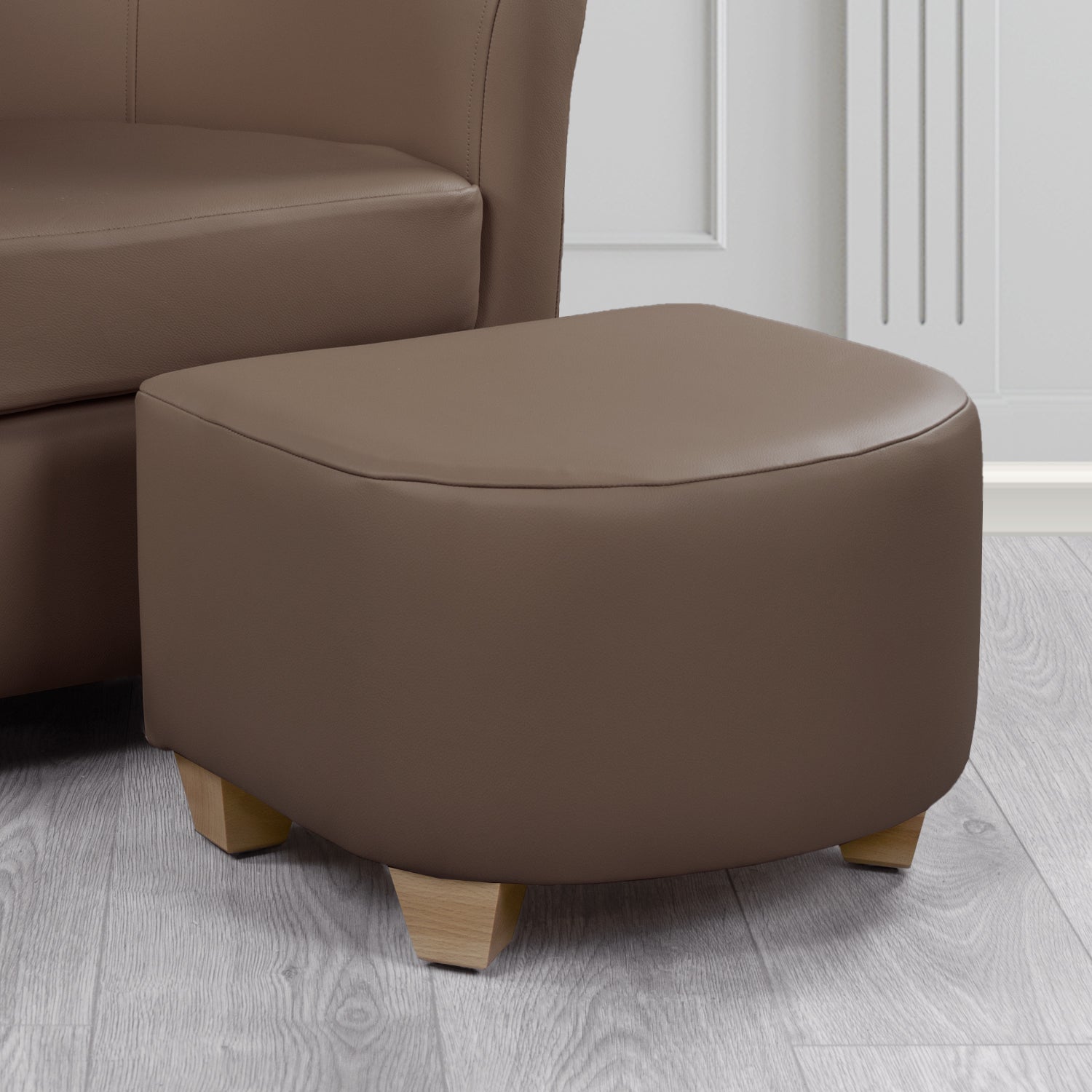 Cannes Footstool in Crest Leather Shelly Crib 5 Genuine Leather