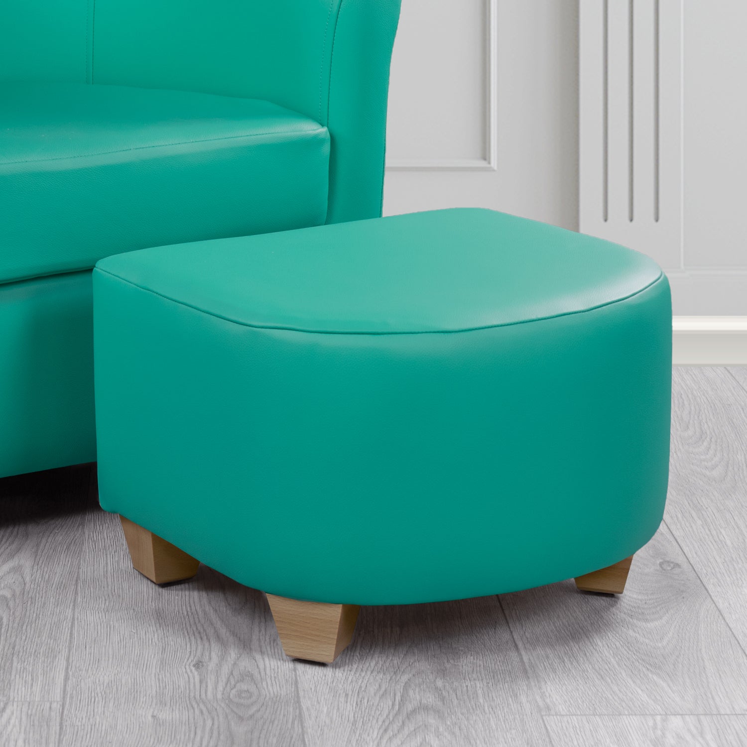 Cannes Footstool in Crest Leather Shelly Crib 5 Genuine Leather