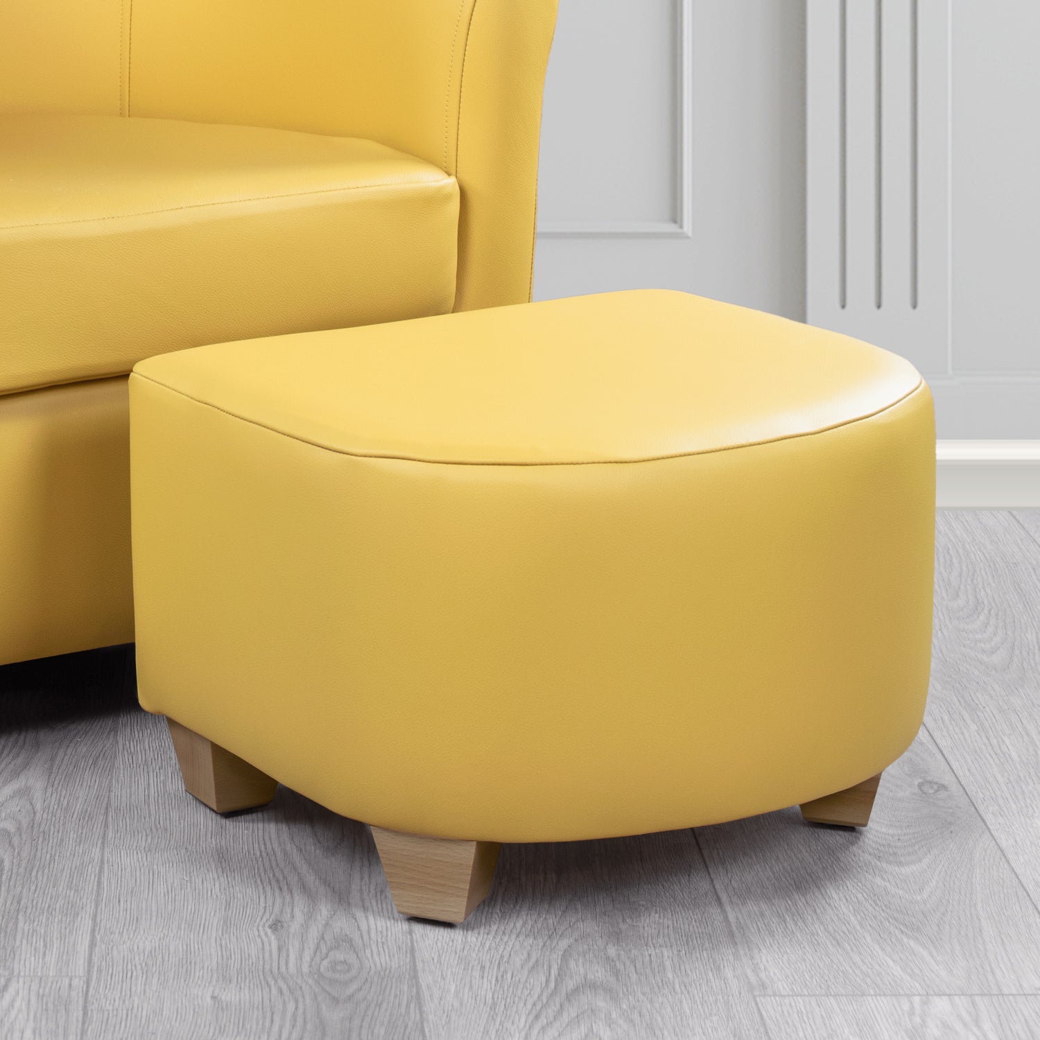 Cannes Footstool in Crest Leather Shelly Crib 5 Genuine Leather