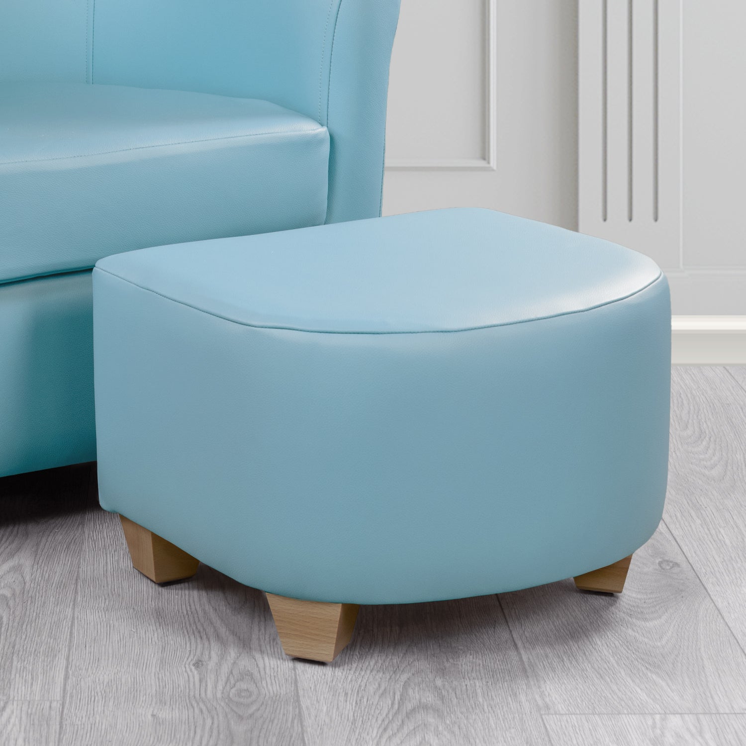 Cannes Footstool in Crest Leather Shelly Crib 5 Genuine Leather