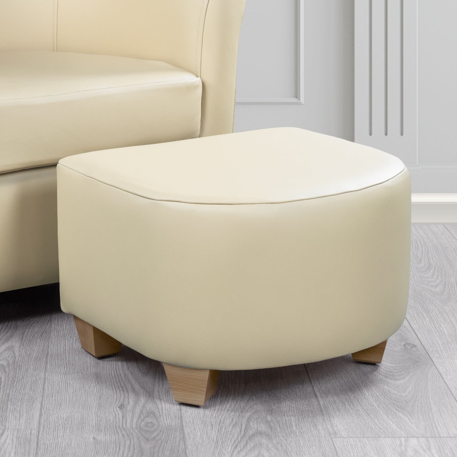 Cannes Footstool in Crest Leather Shelly Crib 5 Genuine Leather
