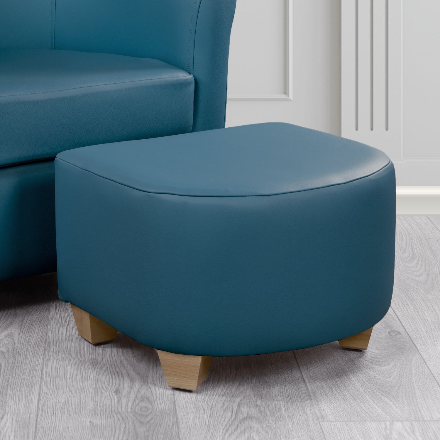 Cannes Footstool in Crest Leather Shelly Crib 5 Genuine Leather