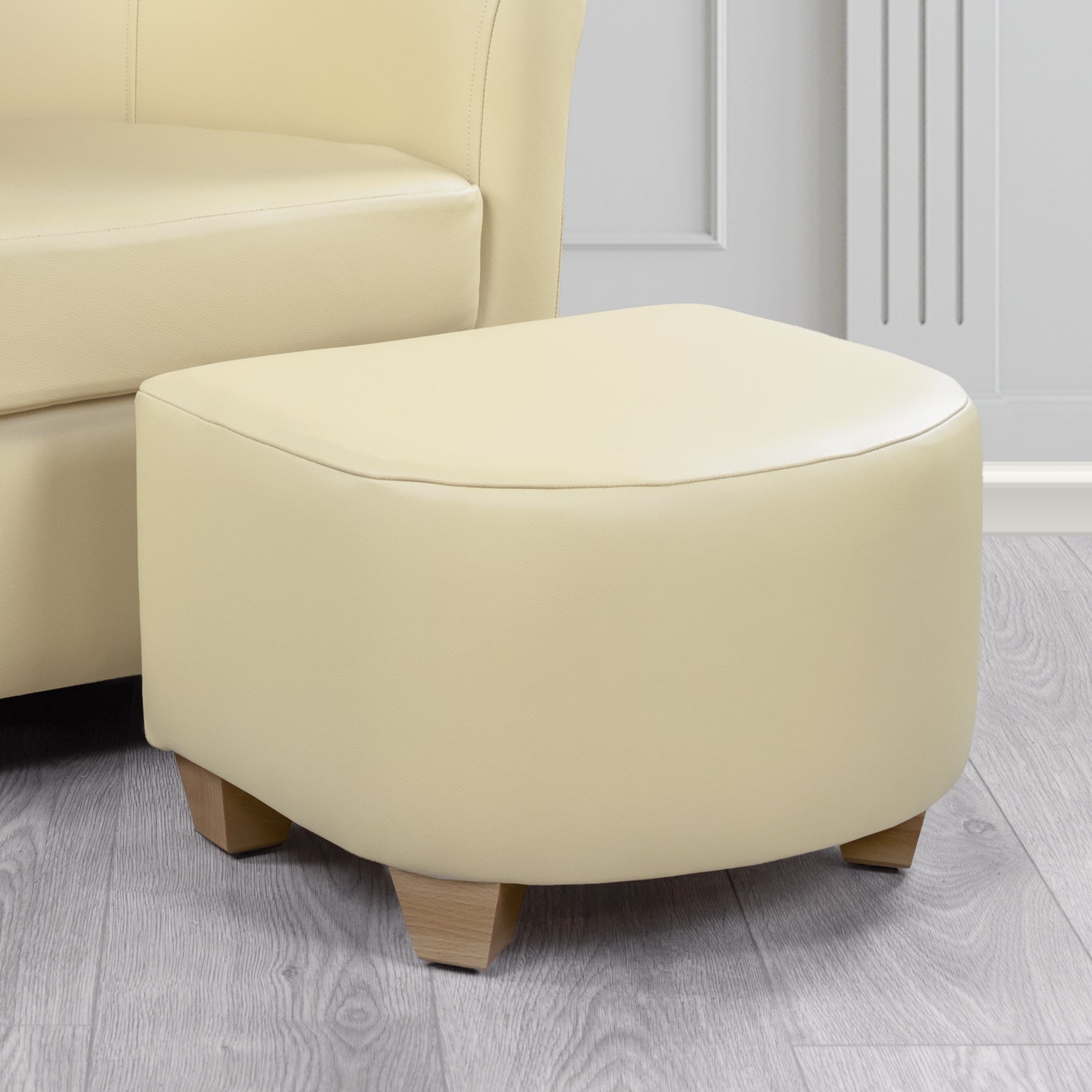 Cannes Footstool in Crest Leather Shelly Crib 5 Genuine Leather