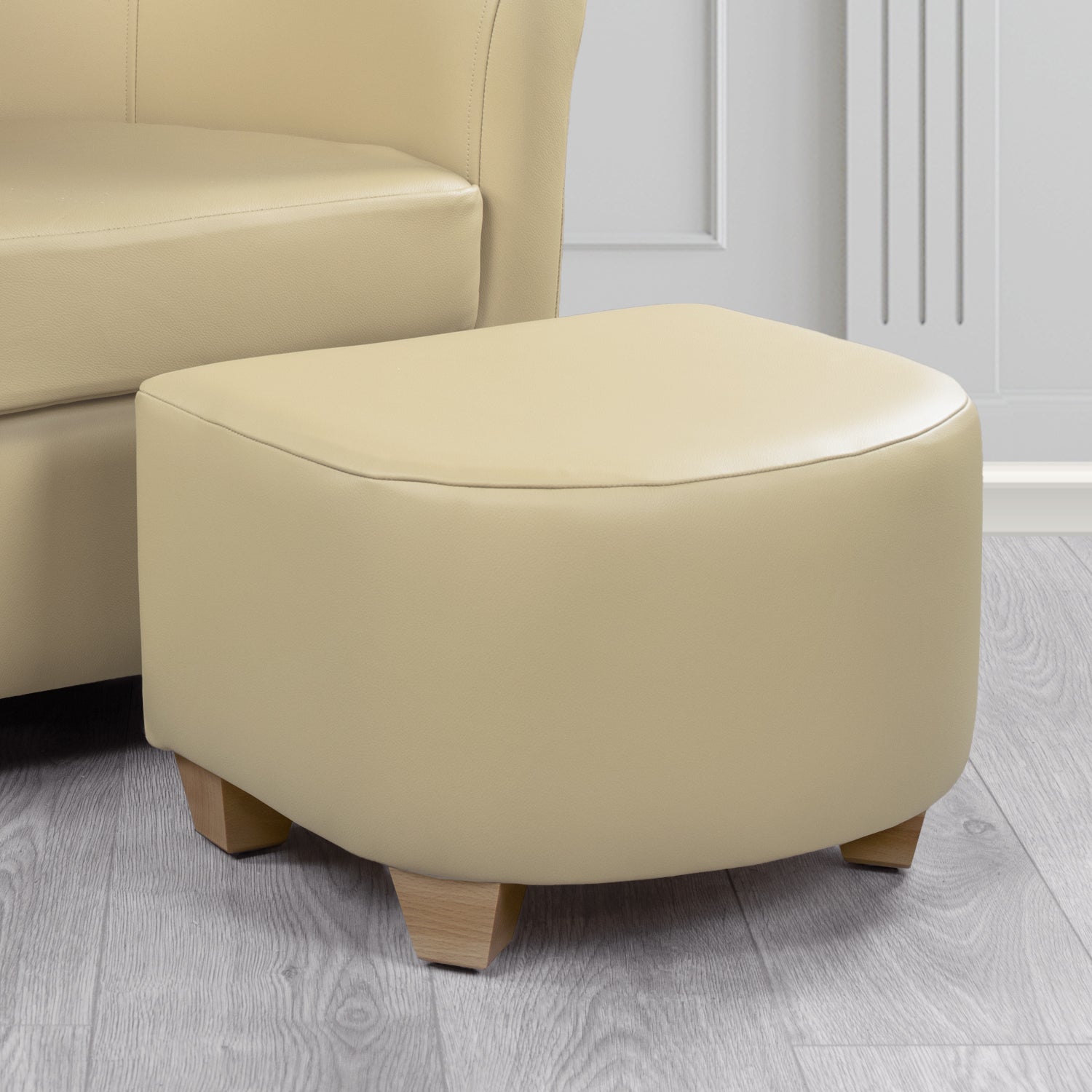 Cannes Footstool in Crest Leather Shelly Crib 5 Genuine Leather