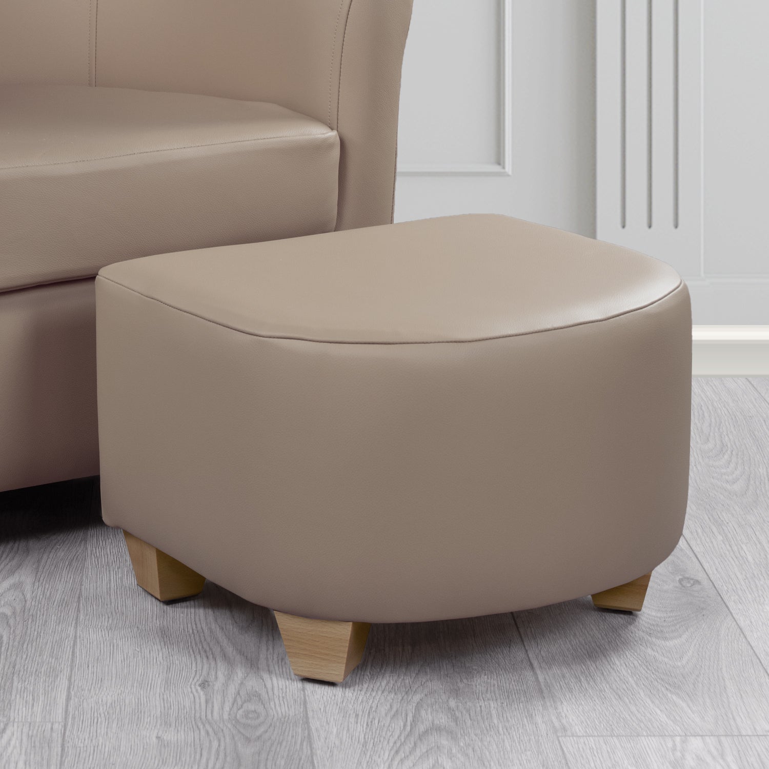 Cannes Footstool in Crest Leather Shelly Crib 5 Genuine Leather