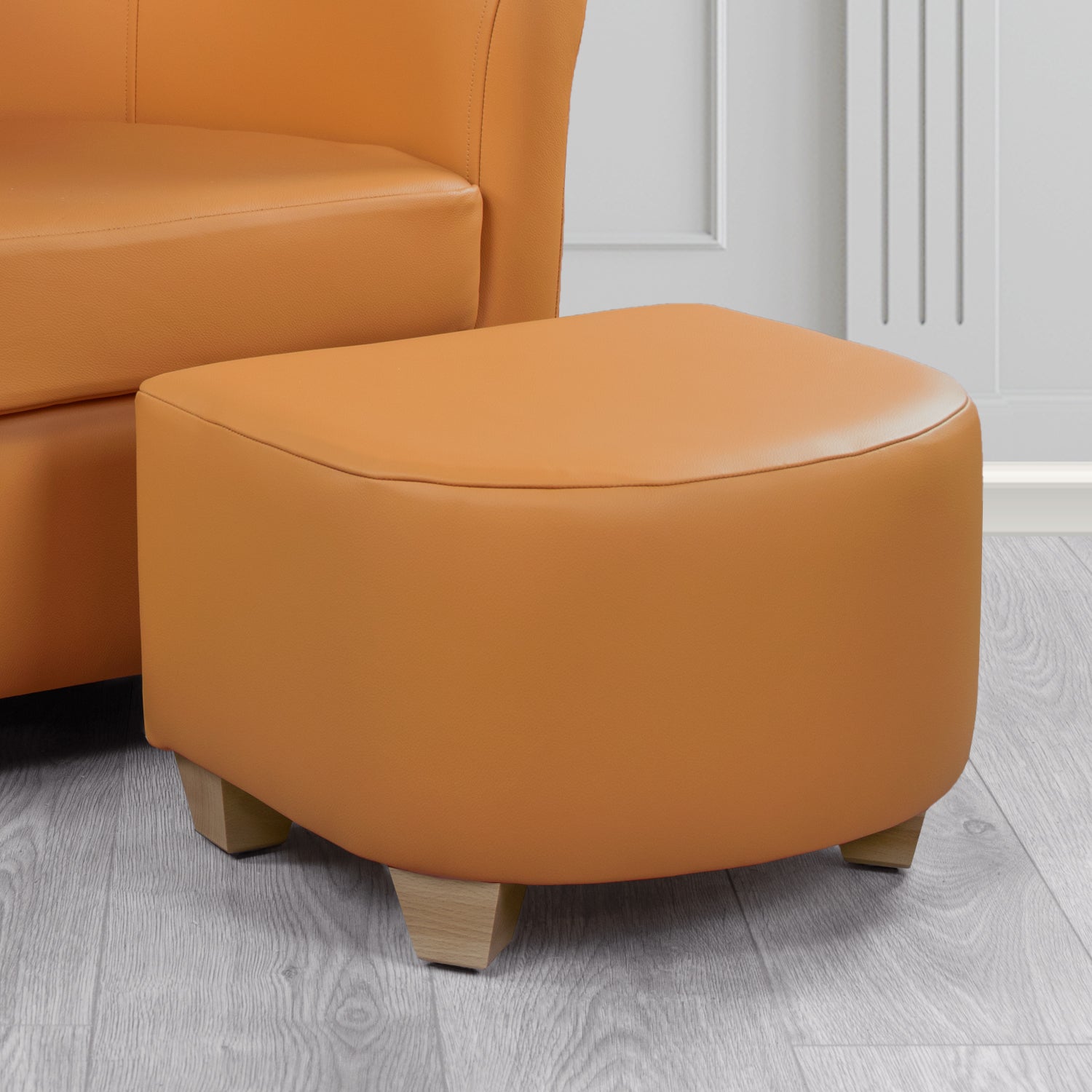 Cannes Footstool in Crest Leather Shelly Crib 5 Genuine Leather
