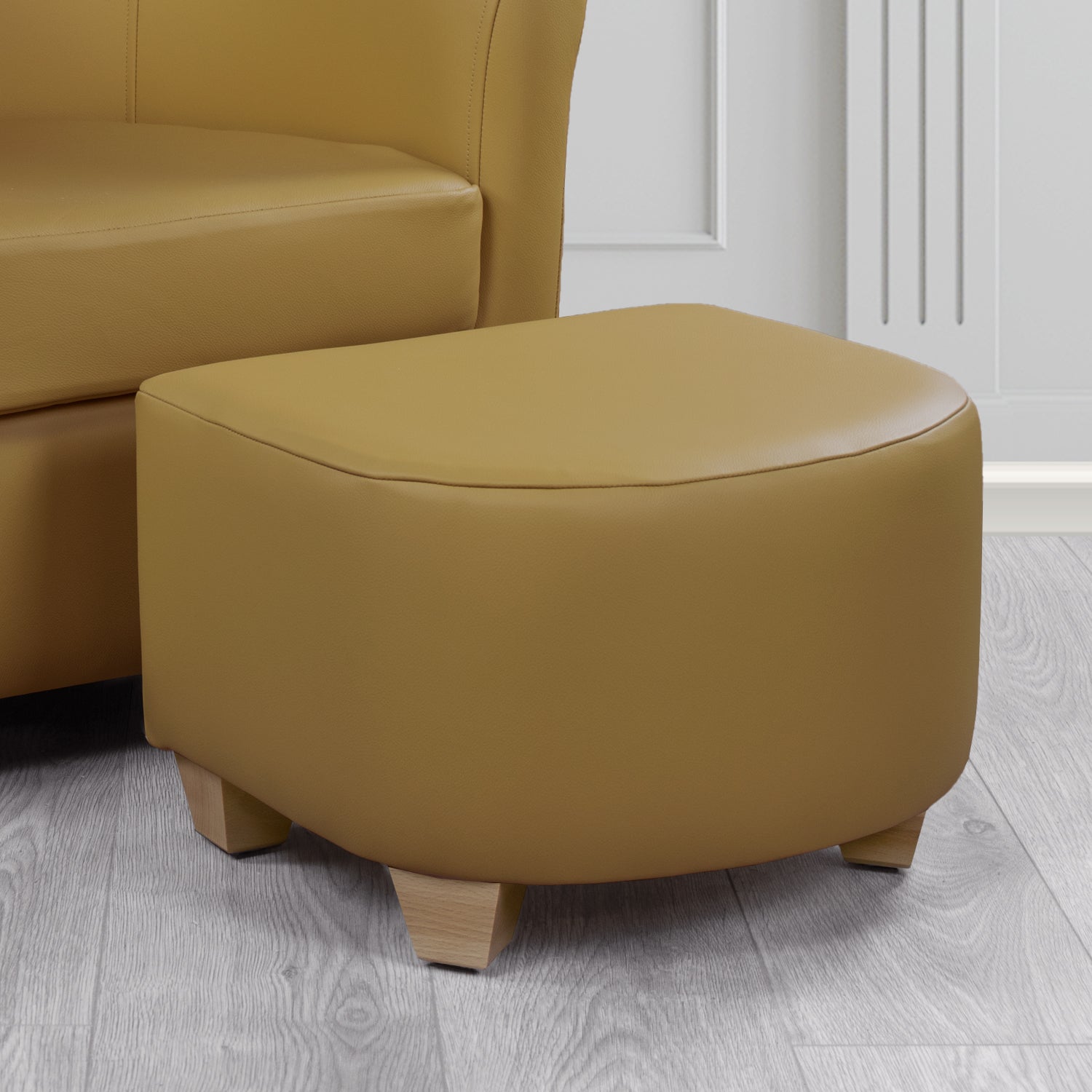 Cannes Footstool in Crest Leather Shelly Crib 5 Genuine Leather