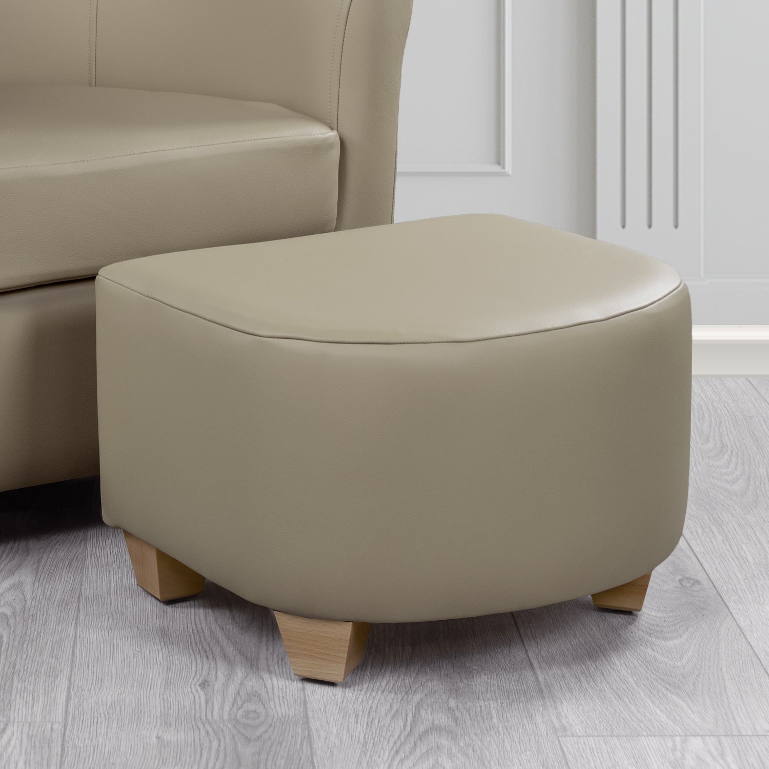 Cannes Footstool in Crest Leather Shelly Crib 5 Genuine Leather