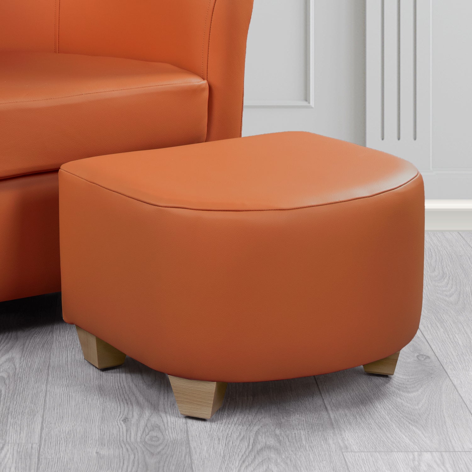 Cannes Footstool in Crest Leather Shelly Crib 5 Genuine Leather
