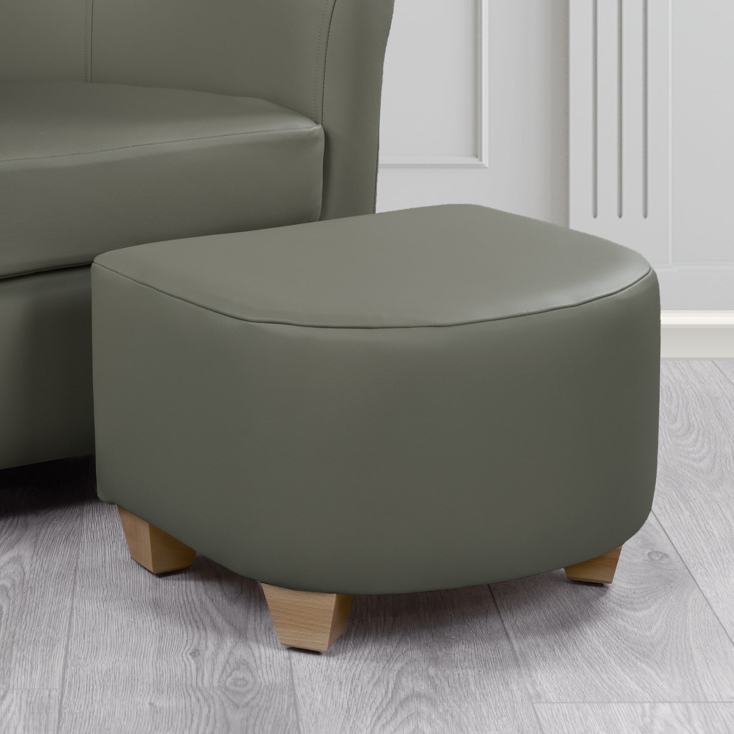 Cannes Footstool in Crest Leather Shelly Crib 5 Genuine Leather