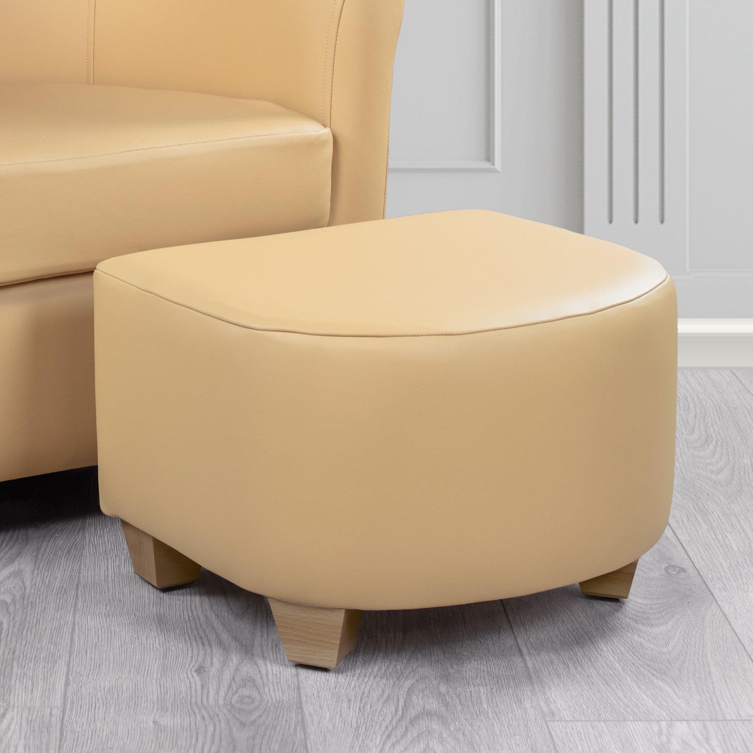 Cannes Footstool in Crest Leather Shelly Crib 5 Genuine Leather